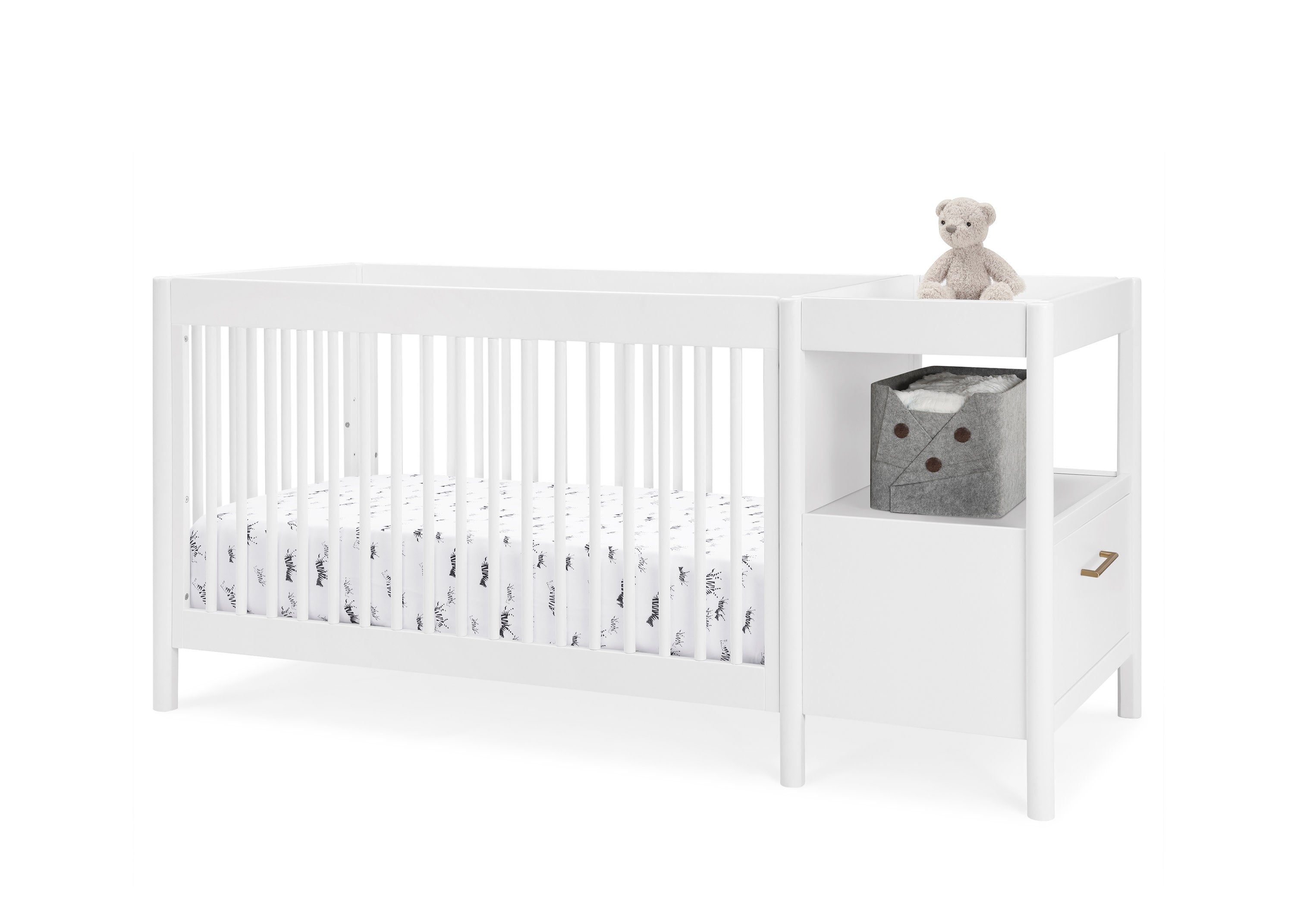 Zoe 5-in-1 Convertible Baby Crib with Changer - Toddler Bed, Daybed & Full-Size Frame - Nursery Furniture for Boys & Girls - Perfect for Small Spaces & Modern Nurseries