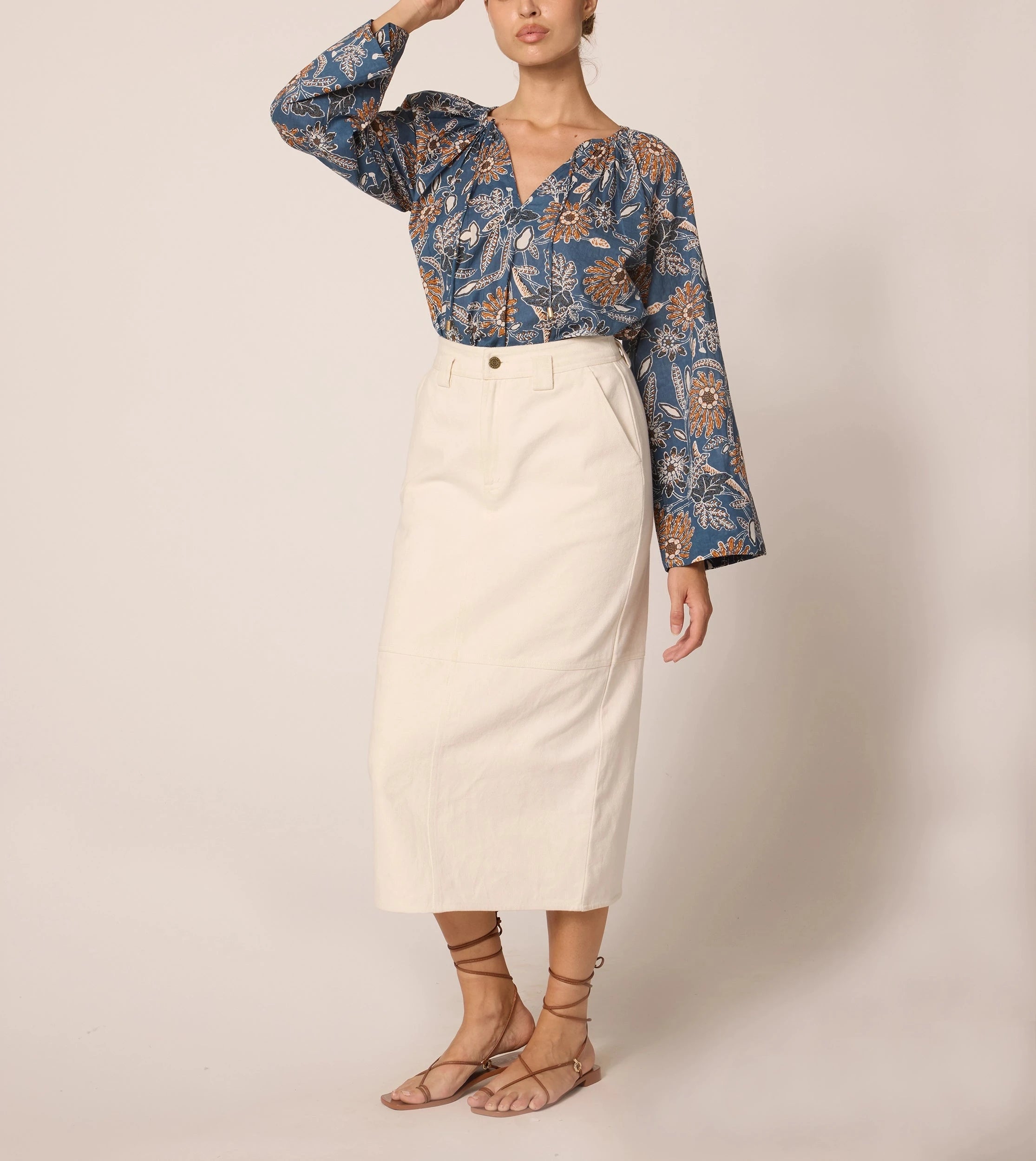 Allison Women's Blouse - Floral Magnolia Print Tops for Casual Wear & Office Outfits | Elegant & Comfortable Shirt for Spring & Summer Fashion
