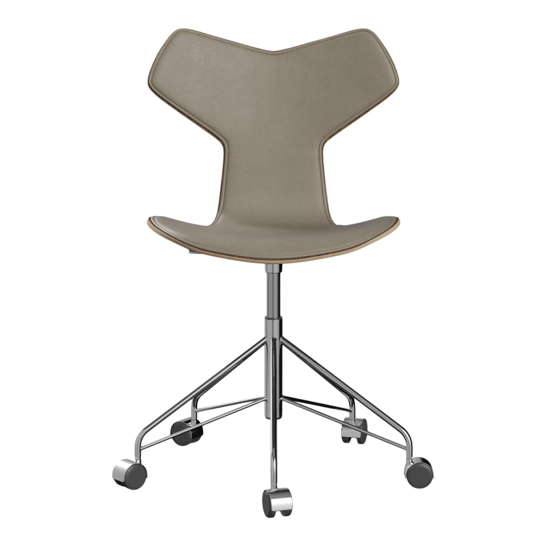 Grand Prix Swivel Chair 3131 - Clear Lacquered Finish with Front Upholstery | Modern Office Chair for Home & Workspace