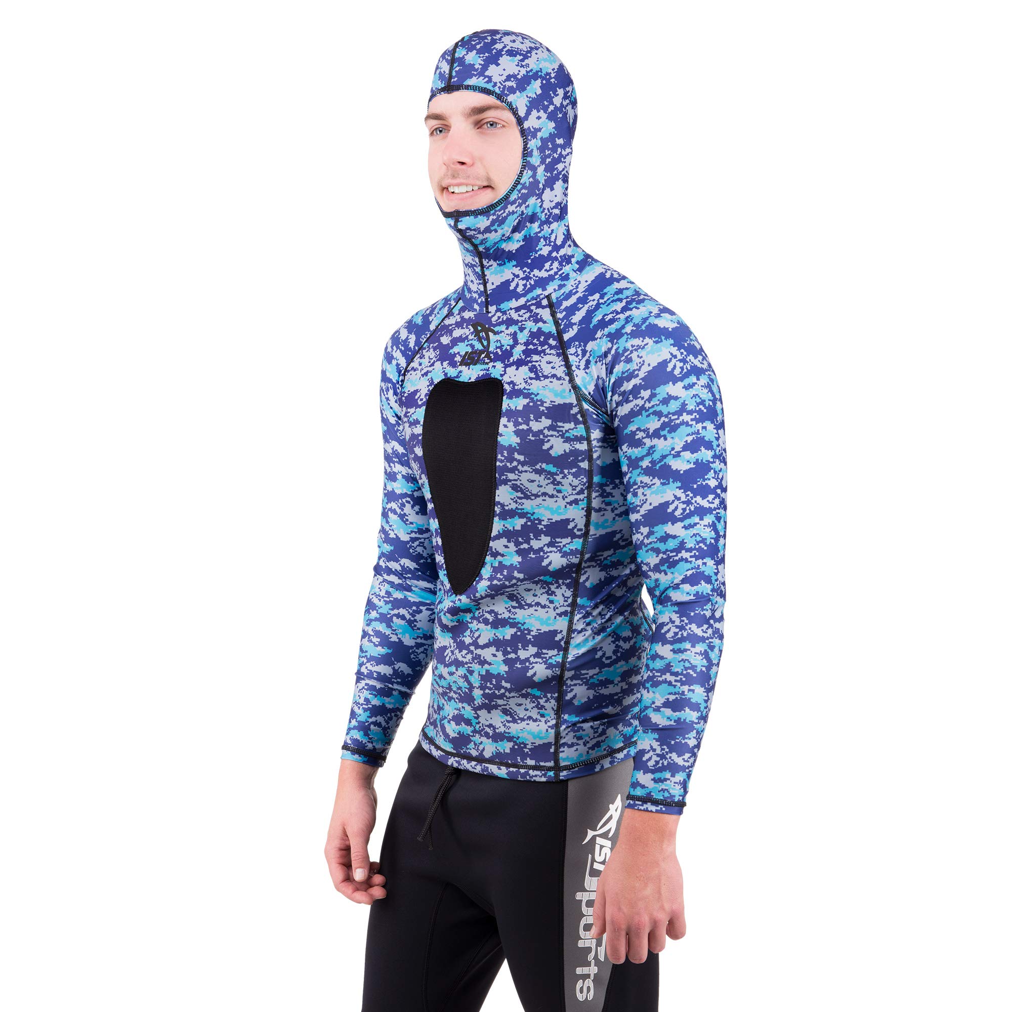 IST Hooded Spearfishing Rashguard with Loading Pad - UV Protection & Quick Dry Wetsuit Top for Freediving, Spearfishing & Water Sports - Ideal for Ocean, Beach & Pool Activities
