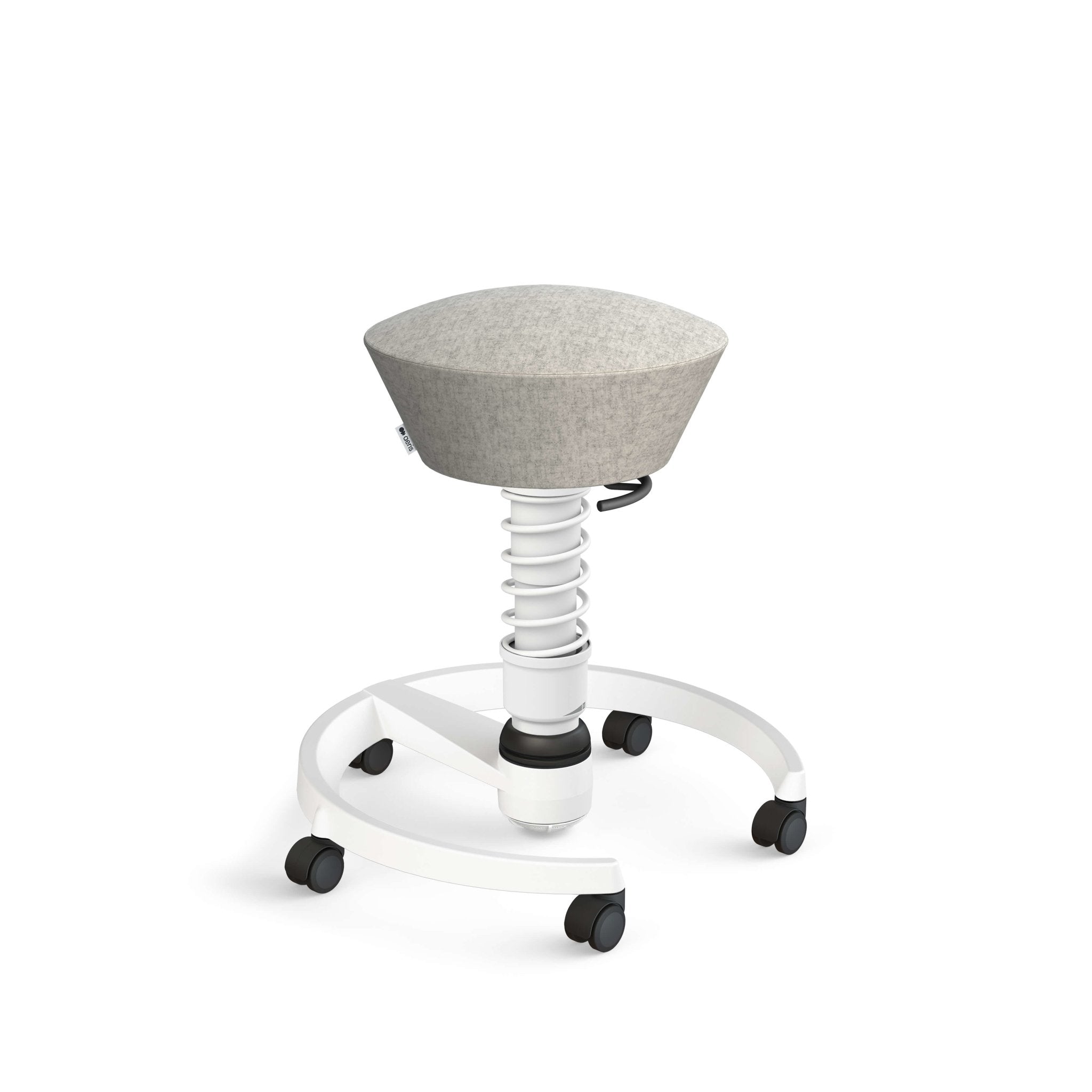 Aeris Swopper Active Sitting Stool with White Castor Wheels - Ergonomic Office Chair Alternative for Home & Workplace - Perfect for Standing Desks, Workstations and Posture Correction