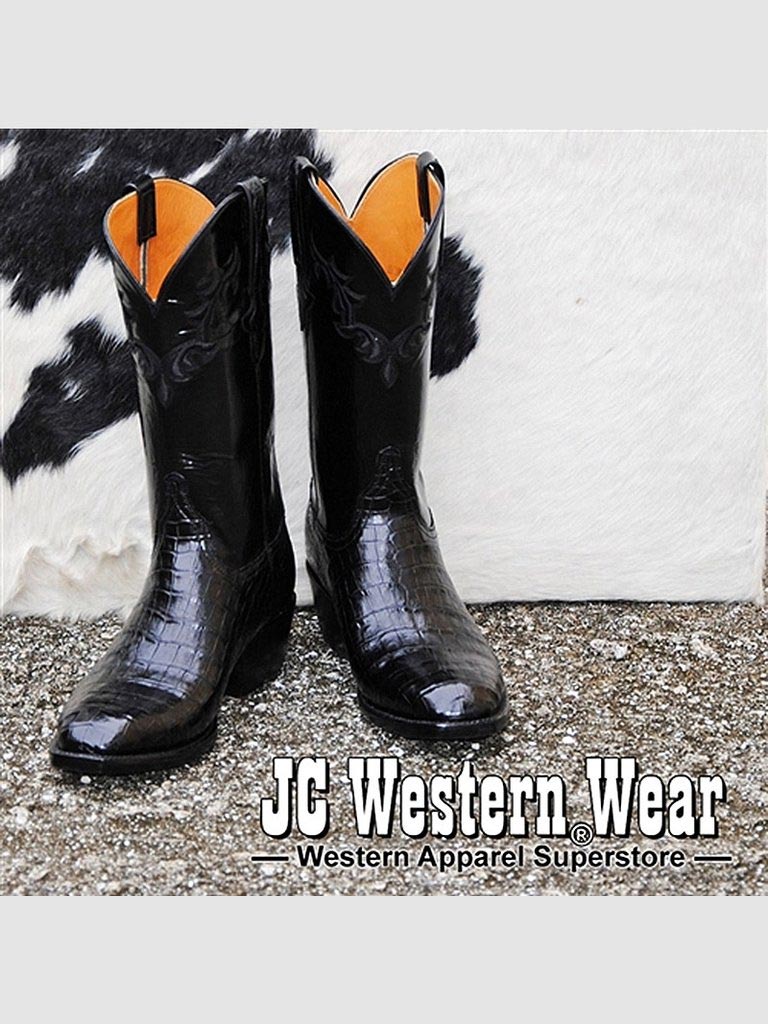 Lucchese GC9613.13 Men's Classic Ultra Caiman Belly Skin Cowboy Boots - Black Western Boots for Men | Perfect for Rodeo, Country Dancing & Western Fashion