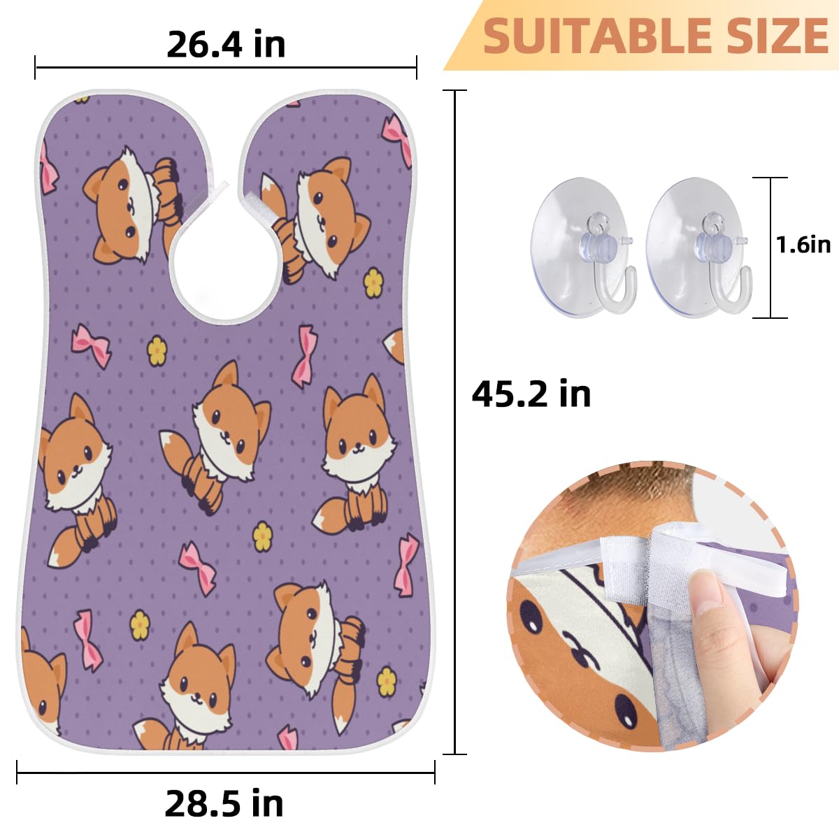 Fox Beard Bib for Men - Non-Stick Shaving Apron with Suction Cups, Cute Animal Design Grooming Cape - Perfect Gift for Husband & Dad (Beard Care, Barber Accessories, Birthday Present)