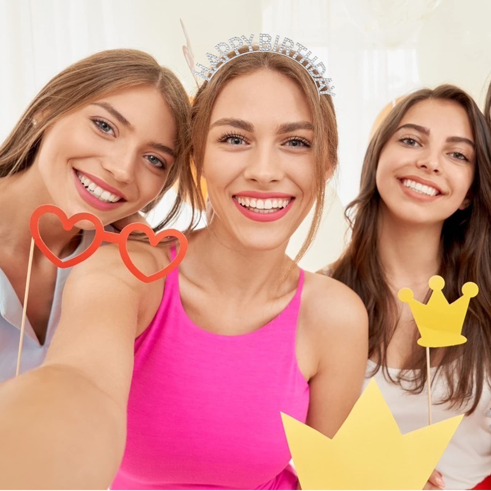 **CIEHER Rhinestone Birthday Tiara - Silver Queen Crown for Women & Girls | Elegant Birthday Headband & Party Accessories | Perfect for Birthday Celebrations, Bachelorette Parties & Special Events**