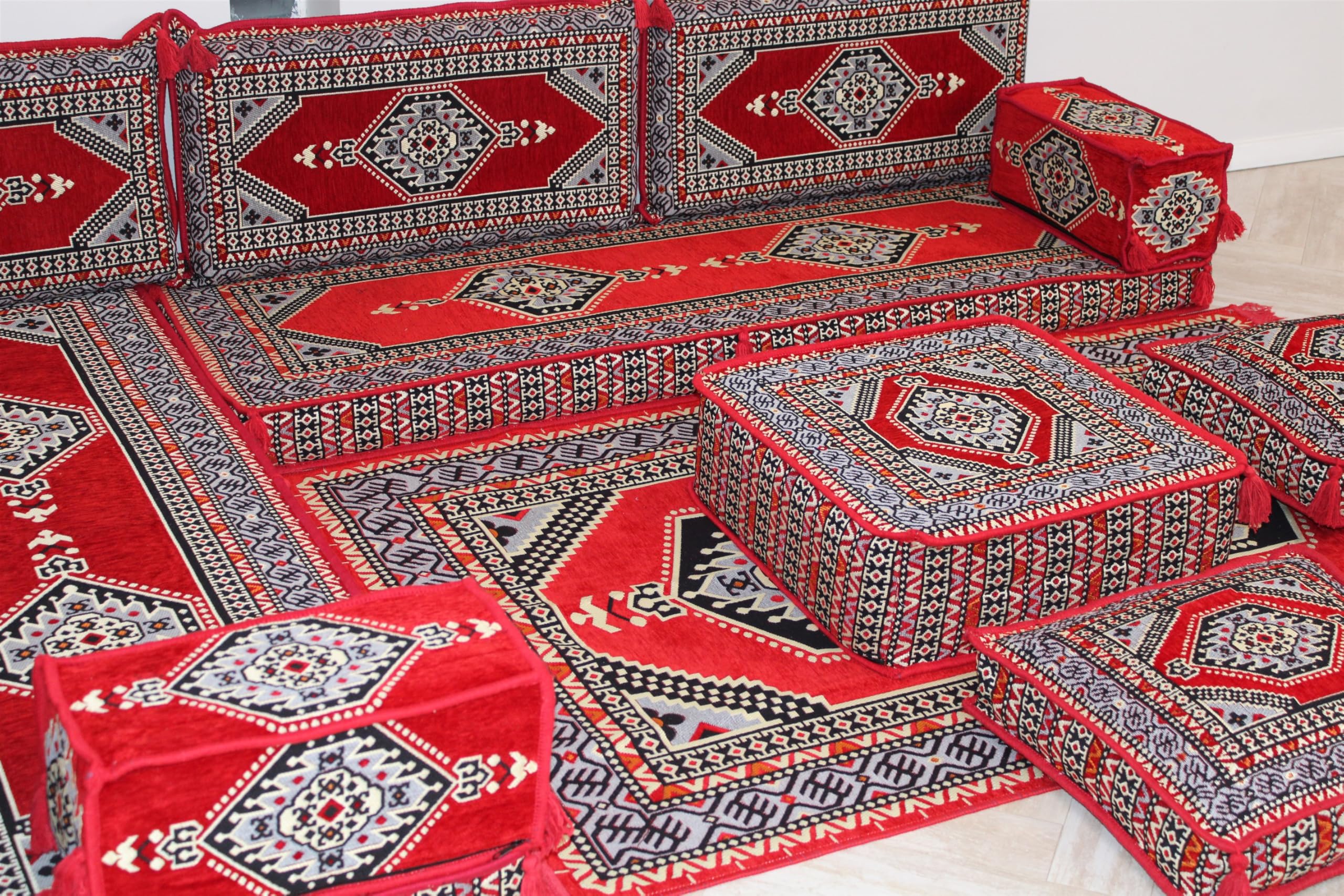 Arabic Corner Sofa Set with Standard Foam - Traditional Majlis Floor Seating for Living Room, Lounge & Cultural Gatherings | Comfortable Arabic Couches & Sofas for Home Decor