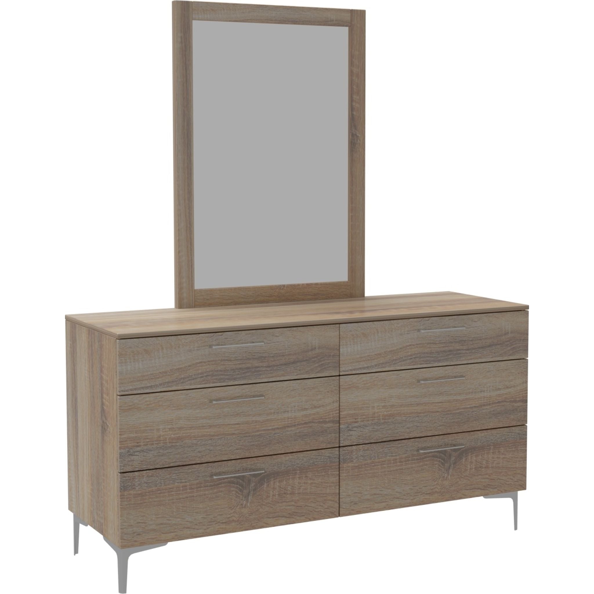 Apollo Dresser and Mirror Set - French Oak Wooden Bedroom Furniture for Home Decor | Perfect for Master Bedroom, Guest Room & Closet Organization
