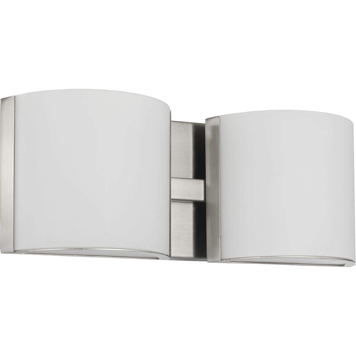 Progress Lighting Arch LED 2-Light Modern Bathroom Vanity Light with Etched Glass, Brushed Nickel Finish – Perfect for Contemporary Bathrooms and Powder Rooms