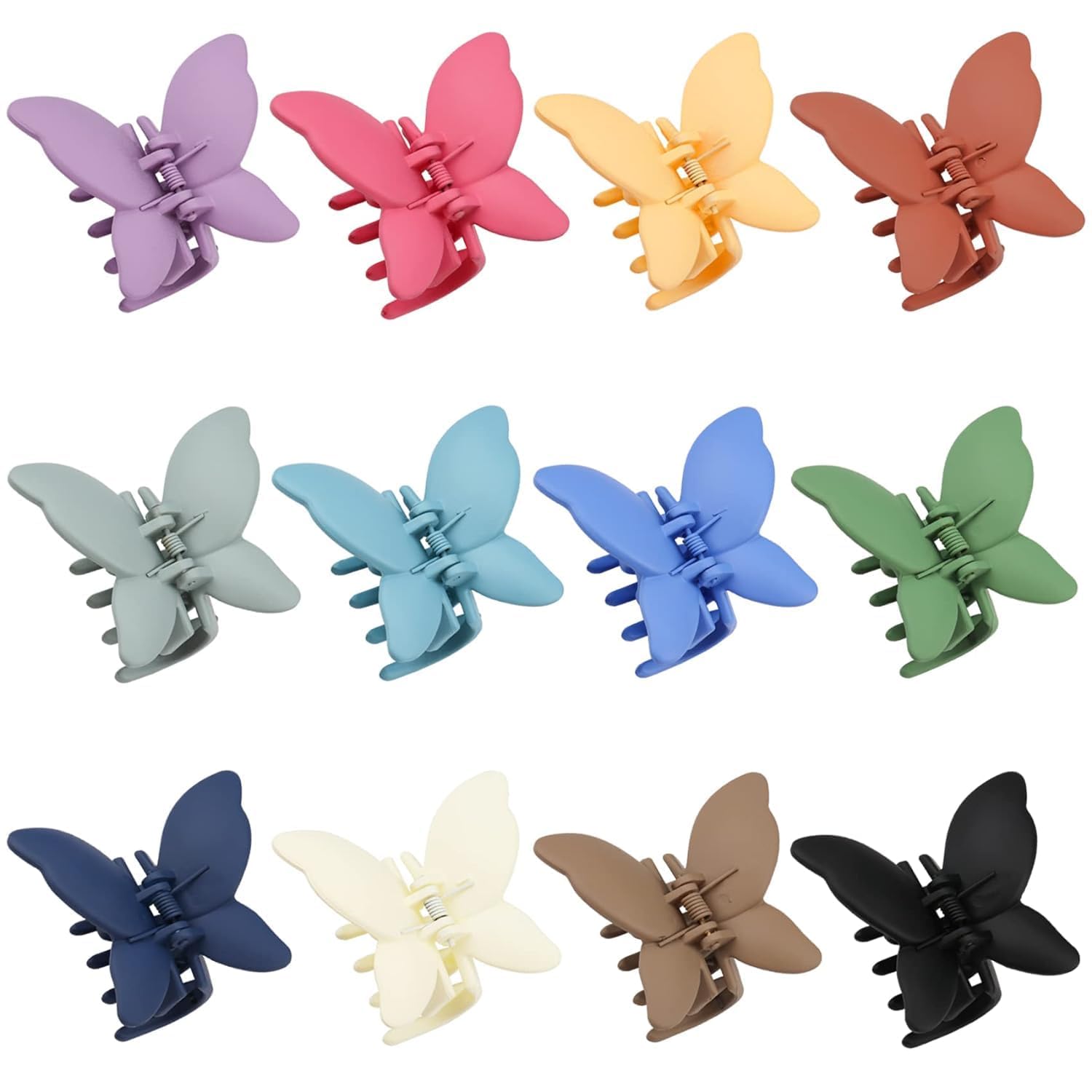 SIA VENDORS Large Matte Jaw Hair Clips - Non-Slip Banana Claw Hair Clutchers for Women & Girls (4-Piece Set, Big Butterfly Design) - Perfect for School, Work, and Everyday Hair Styling Accessories