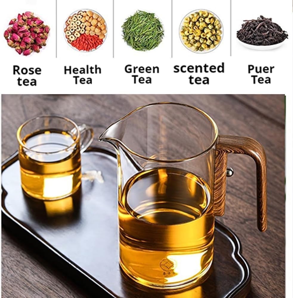 Enchanti Magic Glass Teapot with Strainer & Wooden Handle - 17oz Witchcraft Teapot for Loose Leaf Tea | Perfect for Tea Ceremonies, Witchy Aesthetics & Gift Giving