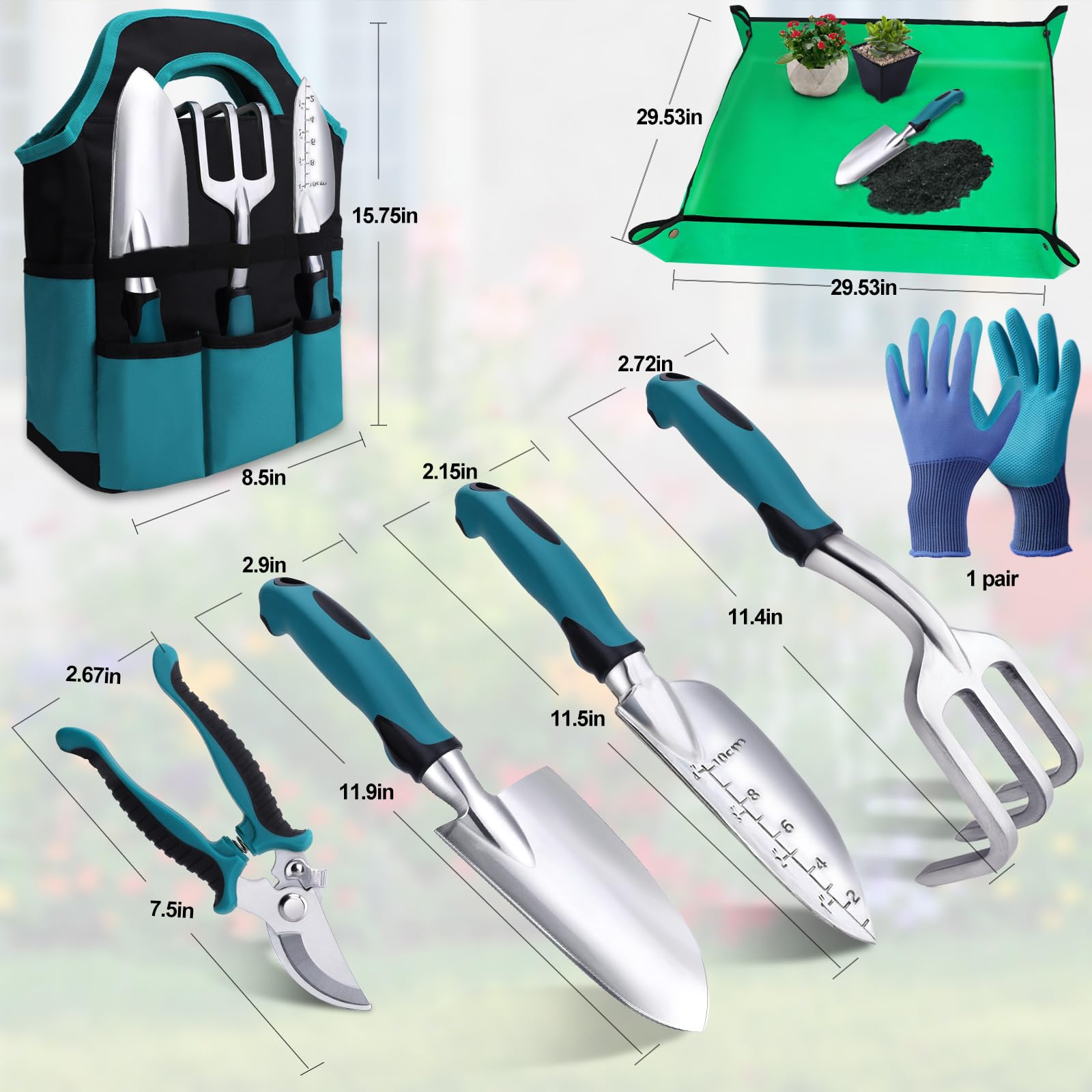 Kynup 7-Piece Stainless Steel Gardening Tools Set - Rust-Proof Aluminum Alloy Hand Tools for Planting, Weeding & Pruning - Perfect Garden Gift for Home, Backyard & Outdoor Use