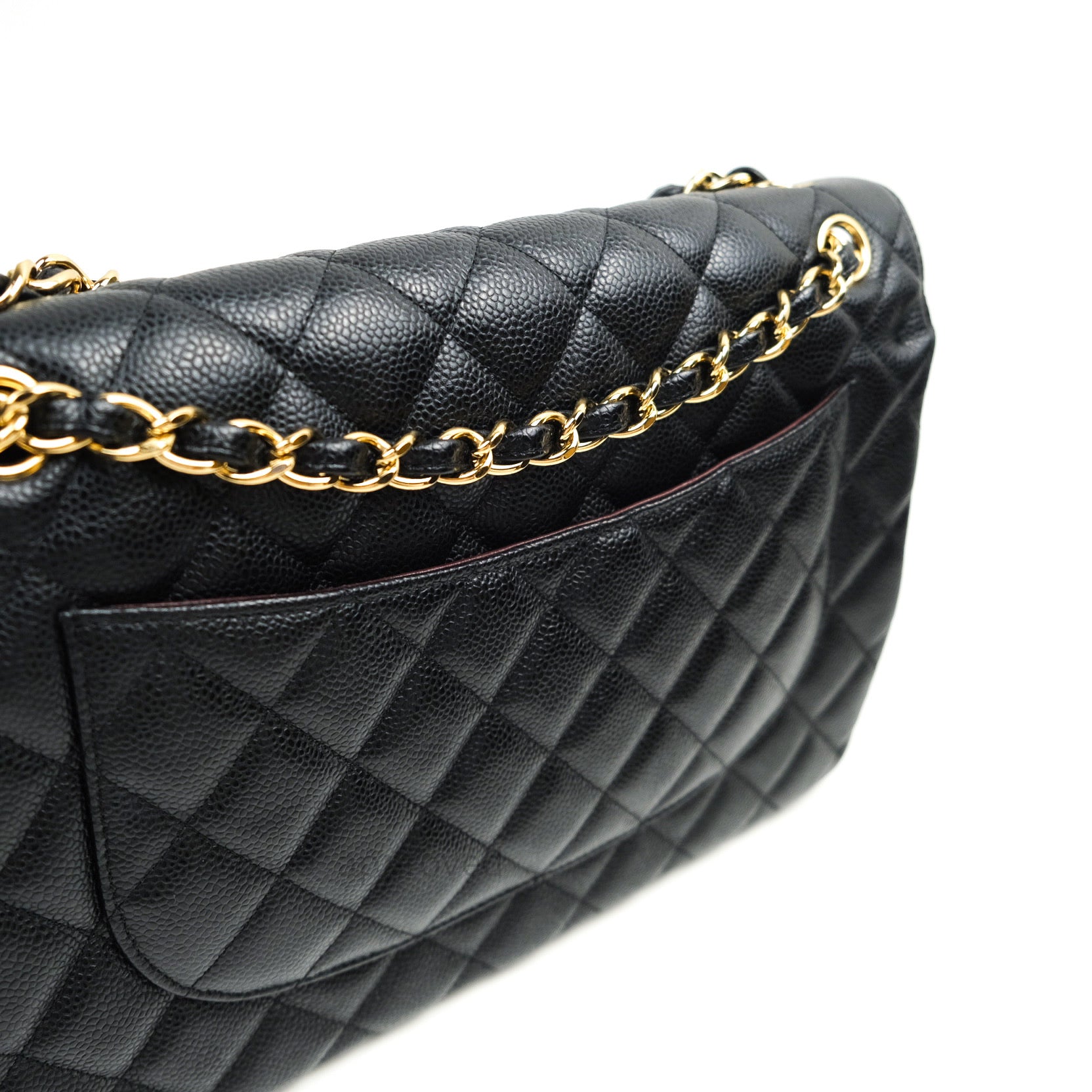 Chanel Classic Jumbo Double Flap Bag in Black Caviar Leather with Gold Hardware - Luxury Designer Handbag for Women, Perfect for Evening Events & Special Occasions