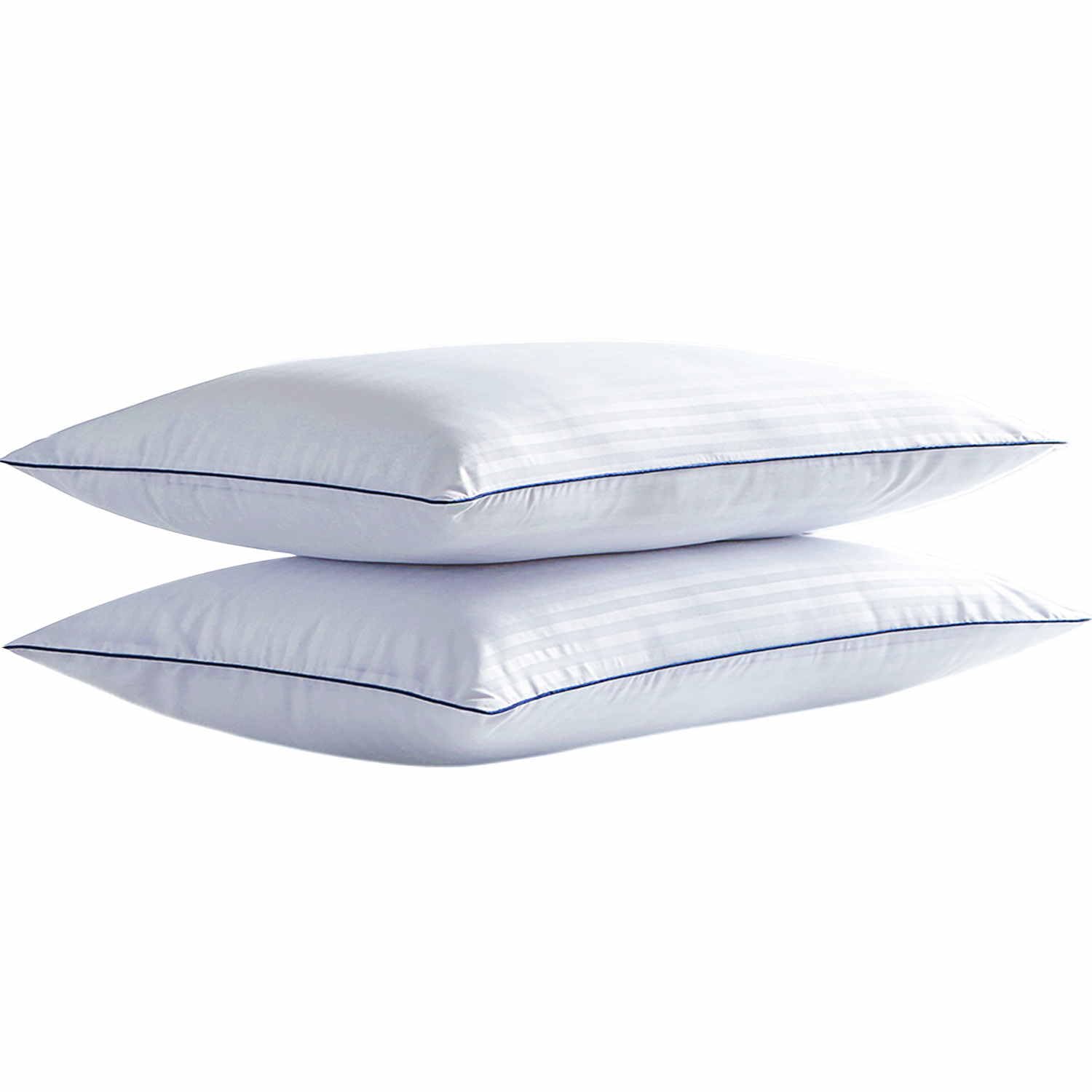 Premium Soft Hypoallergenic Queen Size Pillows Set of 2 - 20x28 Inch Down Alternative Bed Pillows for Side, Back & Stomach Sleepers - Fluffy Support for Ultimate Comfort in Bedroom & Guest Room (White Striped)