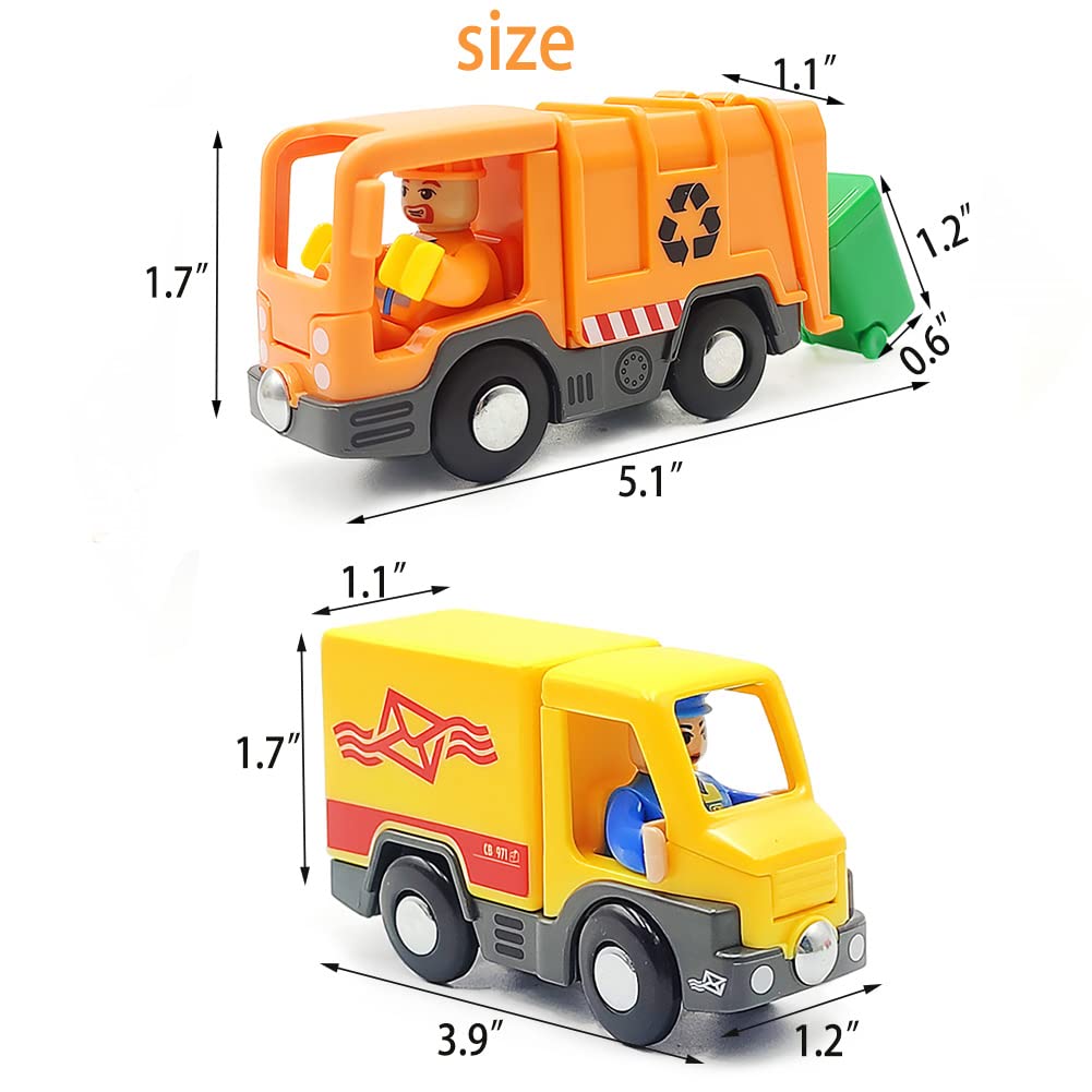 **Magnetic Garbage Truck Toy for Kids - City Vehicle with Wood Train Set Compatibility - Indoor & Outdoor Play for 3-5 Year Old Boys - Perfect for Pretend Play & Train Set Scenes**