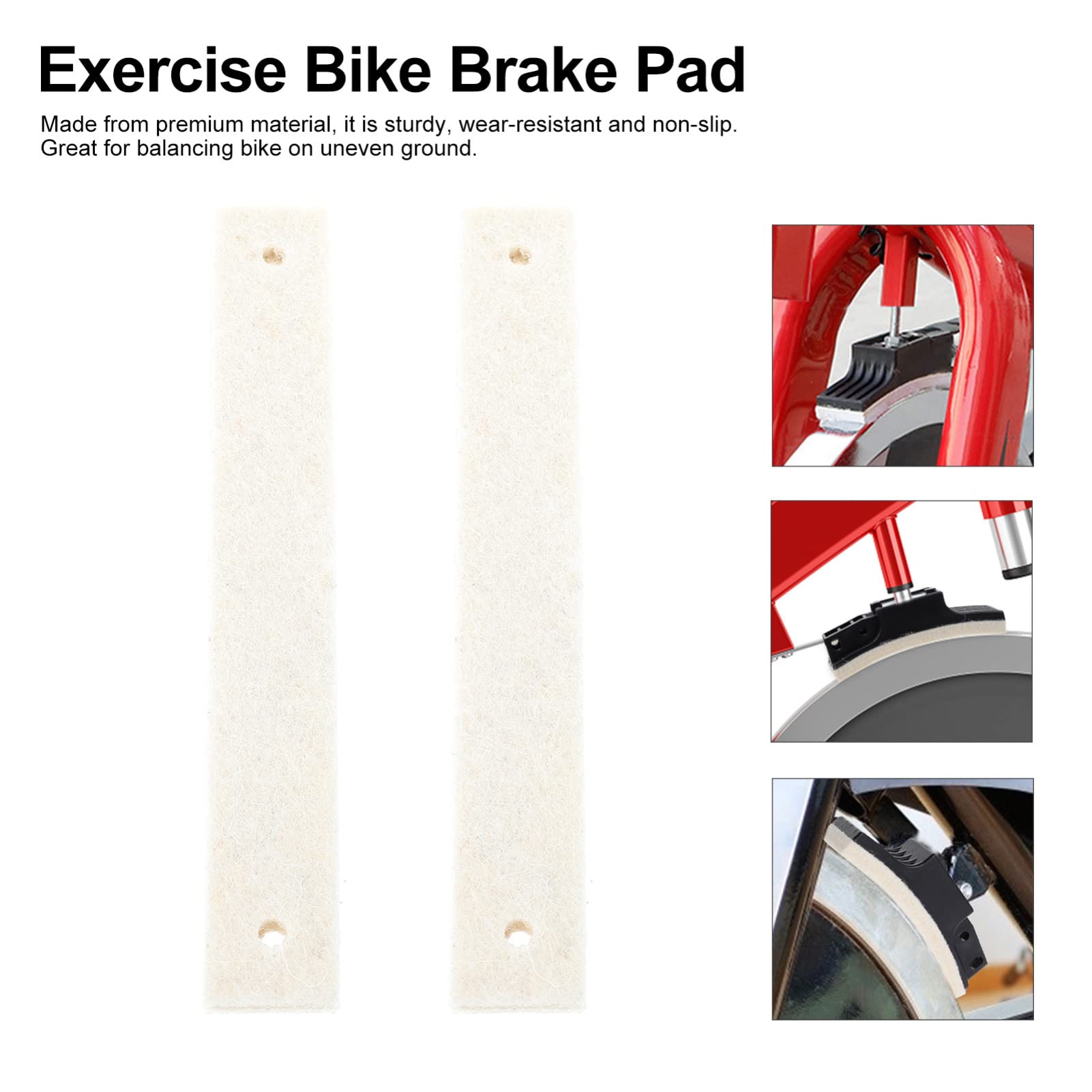 BESPORTBLE 2-Pack Cork Brake Pads for Bikes - Exercise Bike Brake Cushions, Gym Bike Brake Mat, Caliper Brake Pad Replacement - White Wool Plug-in Accessories for Indoor Cycling & Fitness Equipment