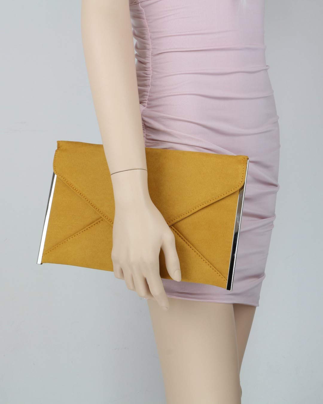 Stylish Women's Faux Suede Clutch Bag - Elegant Plain Handbag for Evening Parties, Weddings & Date Nights