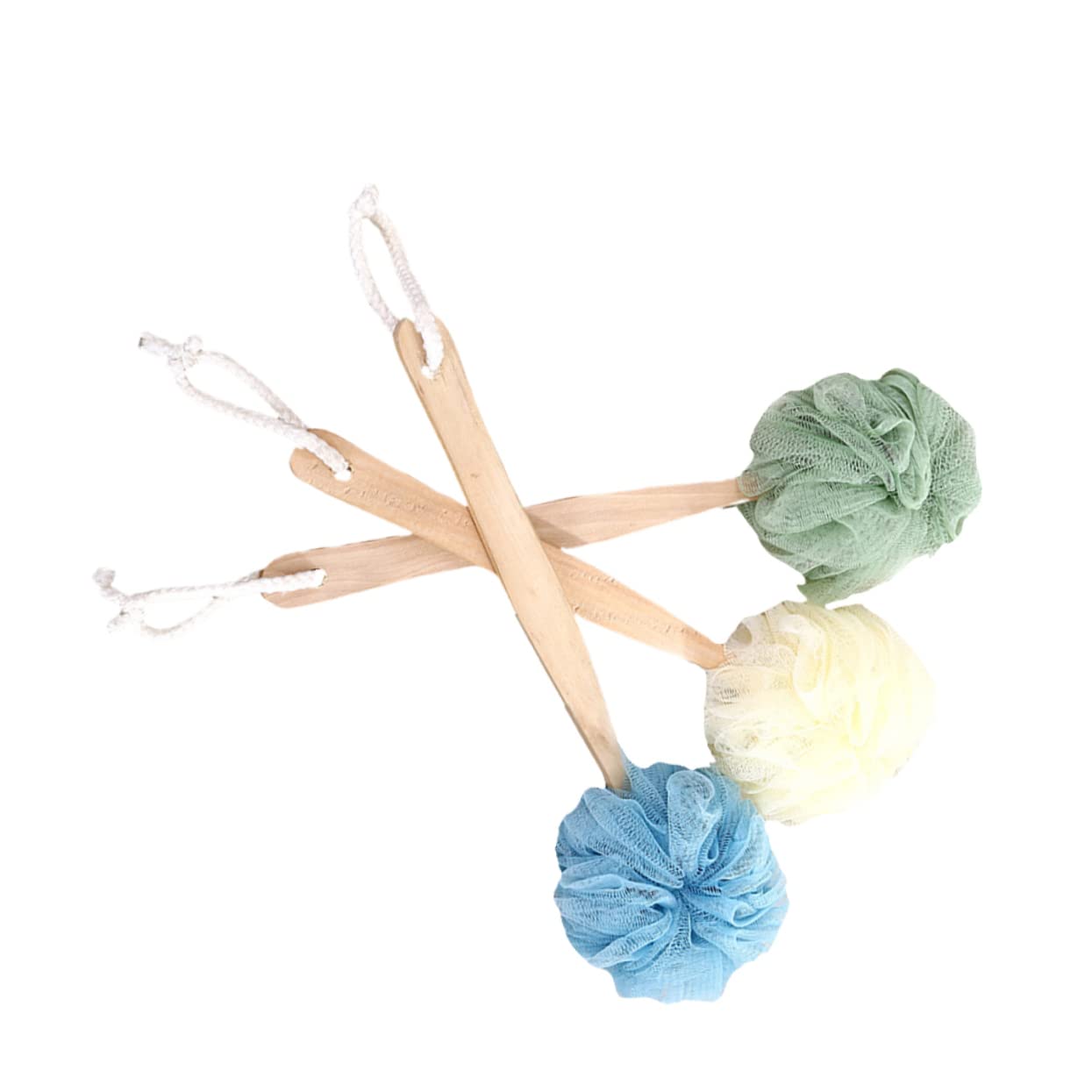 TOPBATHY 3-Piece Body Exfoliating Brush Set with Handle - Soft Bath Sponge & Loofah Scrubber for Dry Skin, Shower & Bathtub Use - Perfect for Exfoliation, Massage & Smooth Skin Care Routine