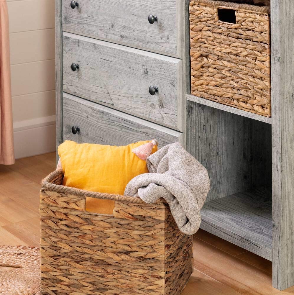 South Shore Cotton Candy 3-Drawer Dresser with Baskets in Seaside Pine - Modern Kids Bedroom Storage Solution for Clothes, Toys & Nursery Organization