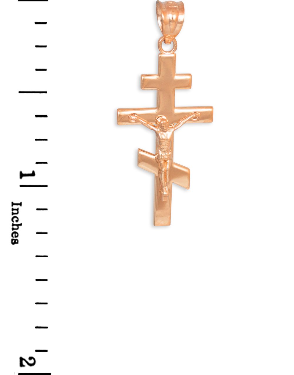 10K Rose Gold Russian Orthodox Crucifix Pendant - Religious Jewelry for Men & Women - Perfect for Baptism, First Communion & Spiritual Gifts