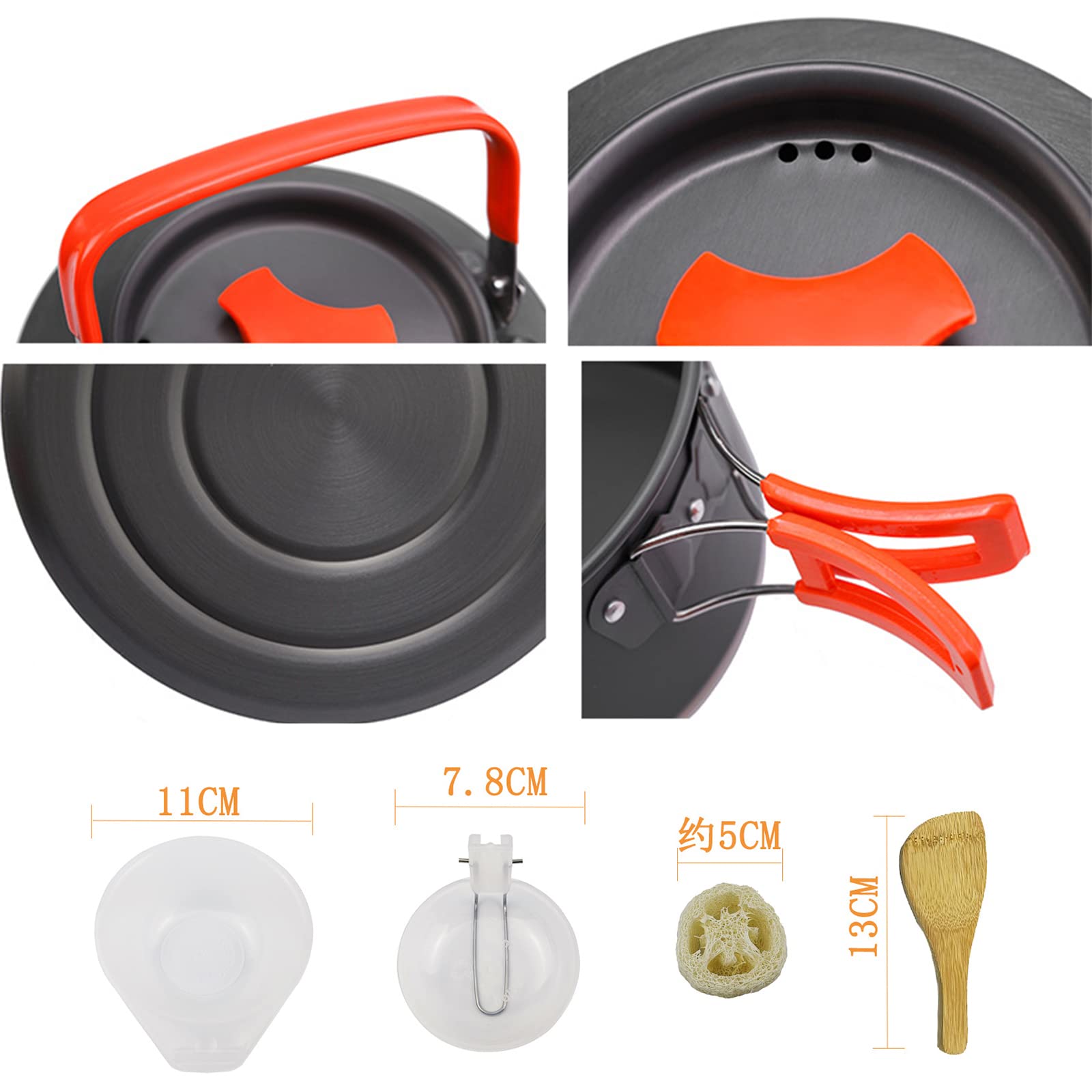 9-Piece Camping Cookware Set - Non-Stick Outdoor Cooking Pots, Teapot & Bowls - Lightweight Backpacking Mess Kit for Hiking, Picnic & Camping Trips | Perfect for RV, Survival & Outdoor Adventures