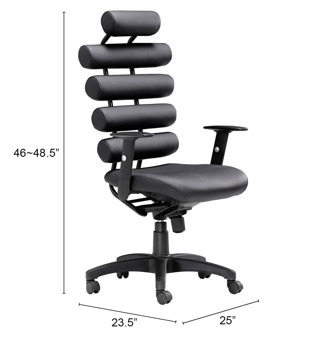 Zuo Unico Black Office Chair - Ergonomic Desk Chair for Home & Office Workspace - Comfortable Task Chair for Long Hours Sitting