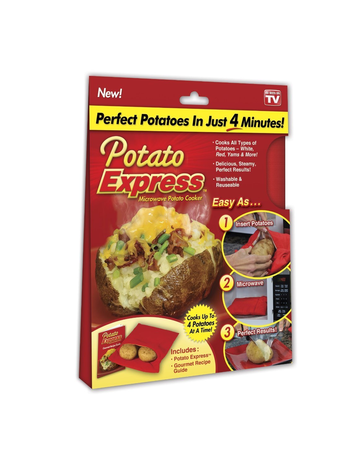 Microwave Potato Cooker - Quick & Easy 4-Minute Baked Potatoes for Healthy Meals, Snacks & Side Dishes | Potato Express