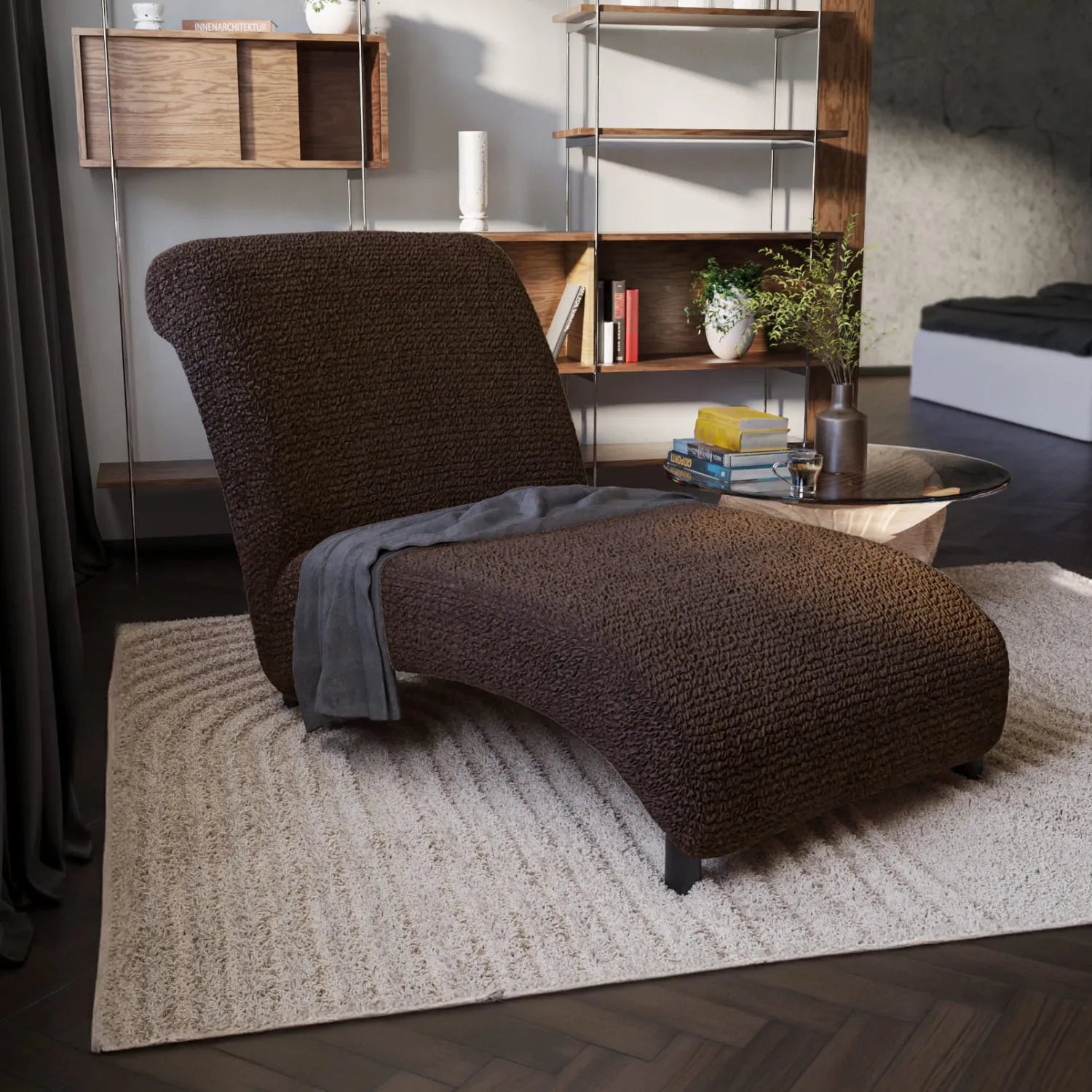 Armless Chaise Lounge Slipcover - Soft Microfiber Stretch Cover with Non-Slip Backing - Perfect for Living Room, Bedroom or Nursery Furniture Protection