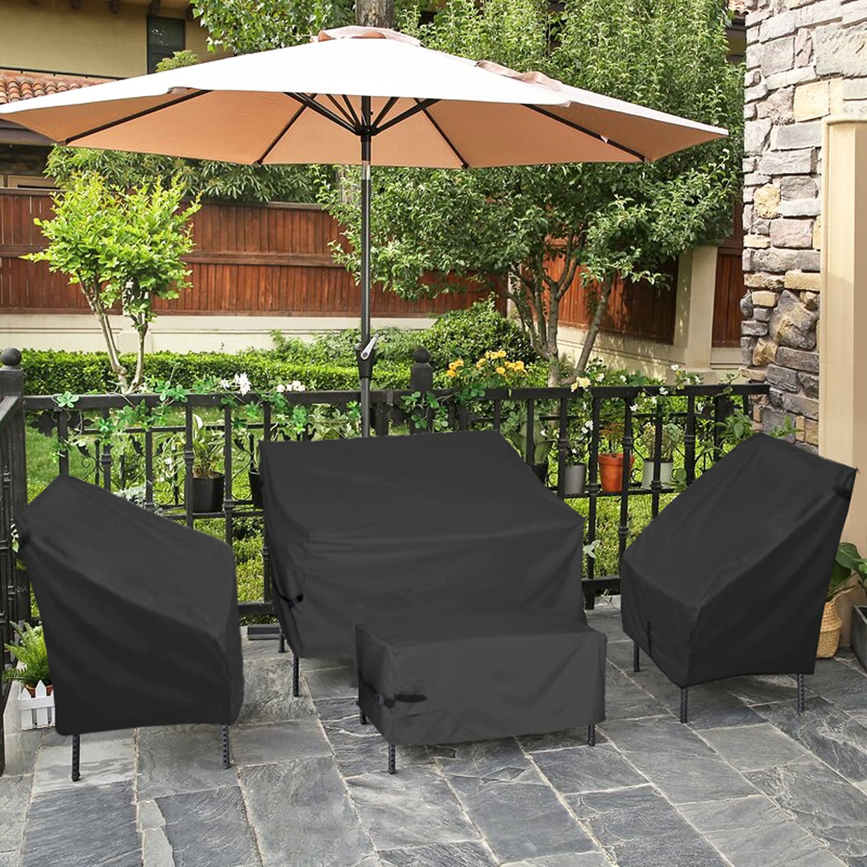 Waterproof Outdoor Bench Sofa Cover for 2 Seater Loveseat - 56W x 31D x 33H Inch Black Patio Furniture Protector - Perfect for Rain, Snow, Sun Protection on Porch, Deck or Garden