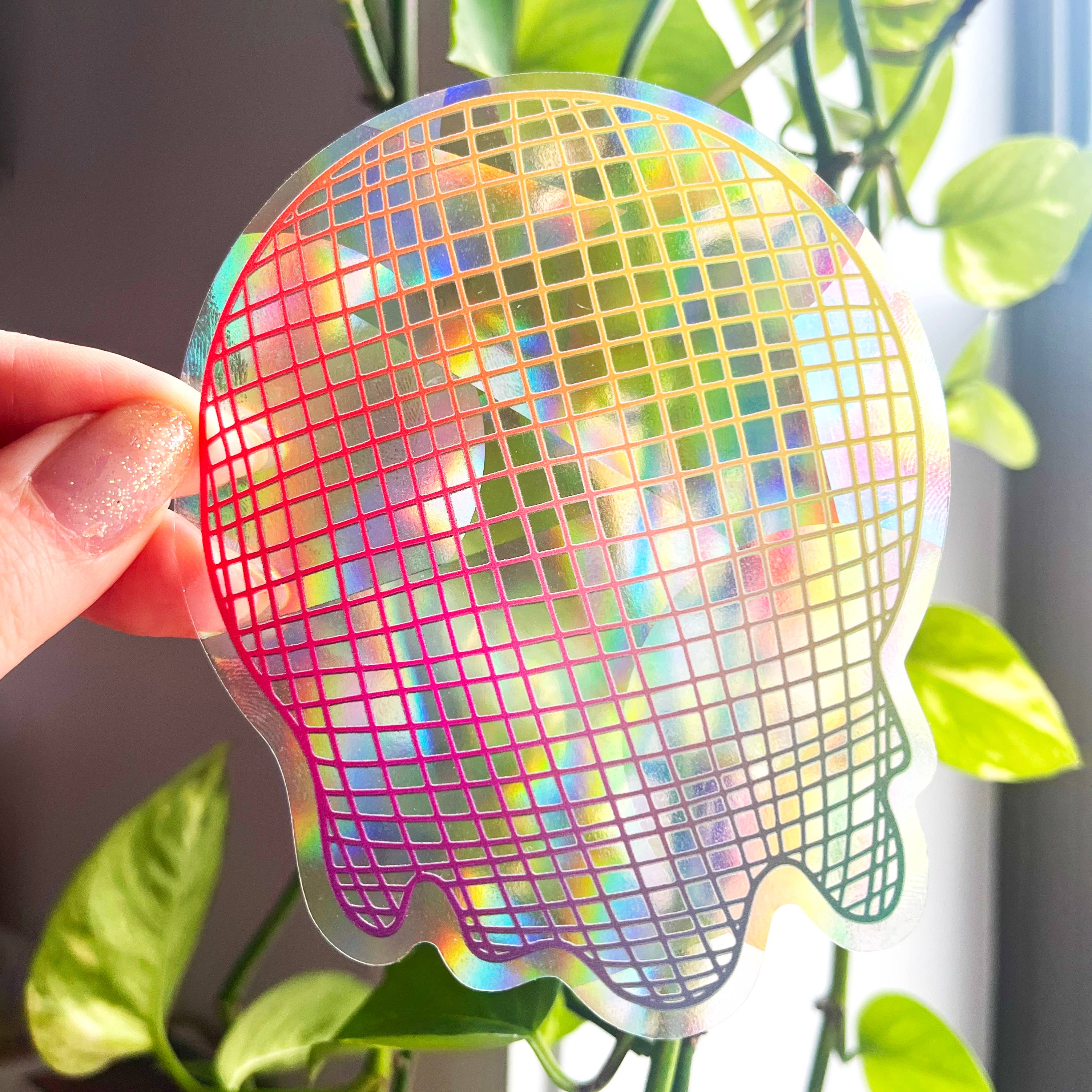 Vibrant Rainbow Disco Ball Suncatcher - Stained Glass Window Decor for Home, Party & Wedding | UV Resistant & Shatterproof