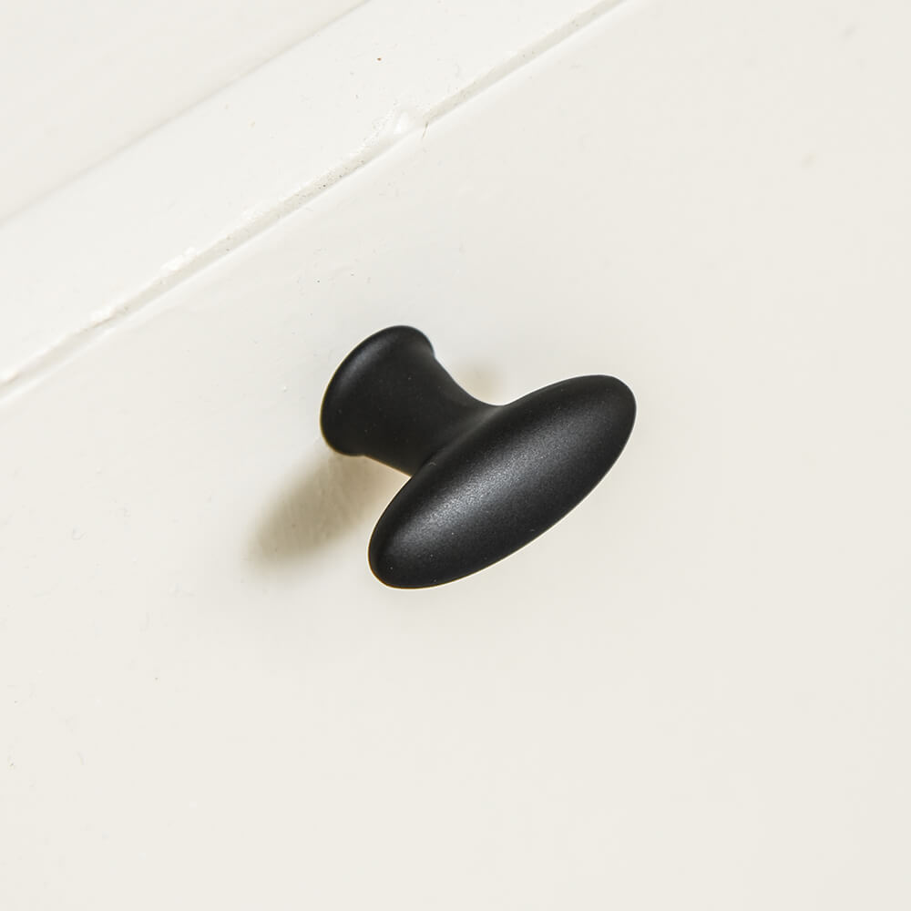 Premium Zero Black Zeppelin Cabinet Knobs - Matte Black Hardware Pulls for Kitchen & Bathroom Cabinets, Dressers, Drawers - Perfect for Modern Home Decor & DIY Furniture Upgrade
