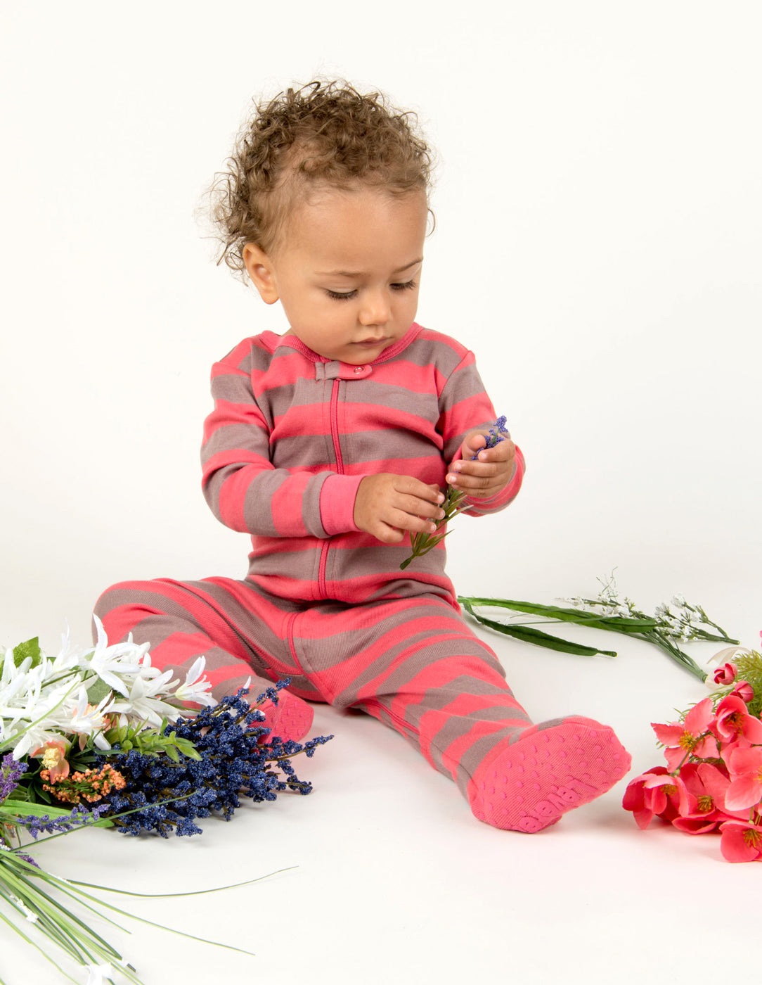 Stylish Rose & Antler Stripes Matching Family Pajama Set - Cozy Christmas Pajamas for Family Photos & Holiday Gatherings
