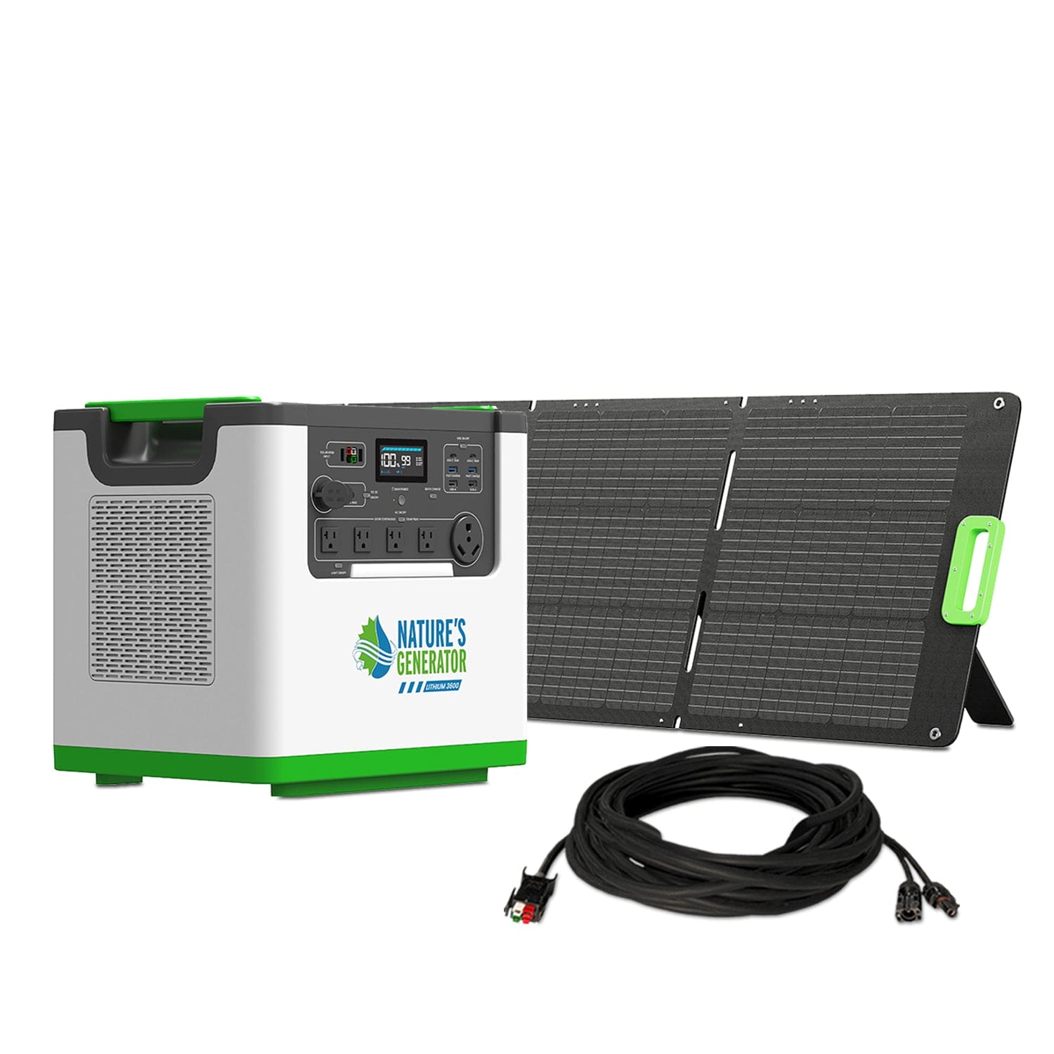 Nature's Generator Lithium 3600 Solar Power Station - Portable Solar Generator for Camping, RV, Emergency Backup & Off-Grid Power (3000W, 3600Wh)