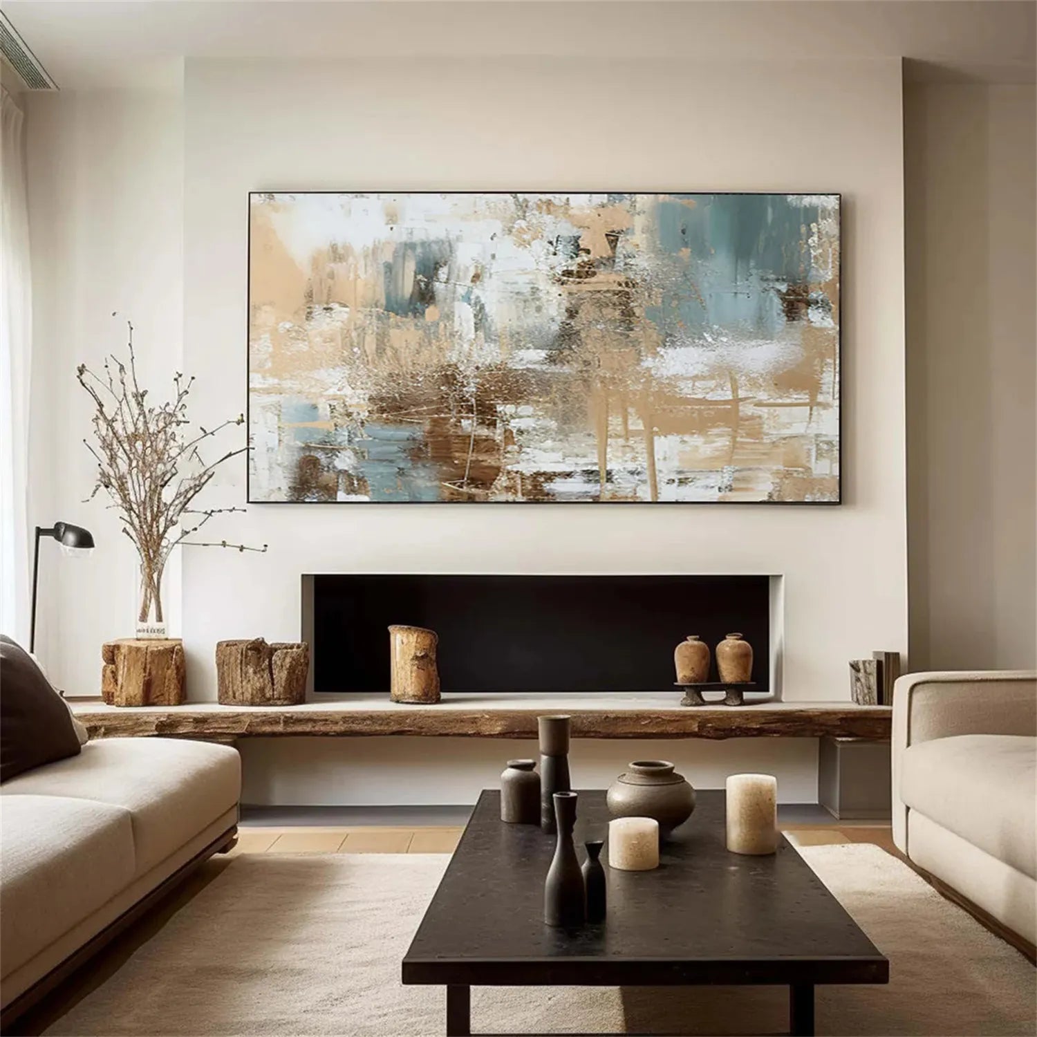 Abstract Painting #AB 176 - Modern Wall Art Decor for Living Room, Bedroom & Office - Unique Handmade Canvas Artwork