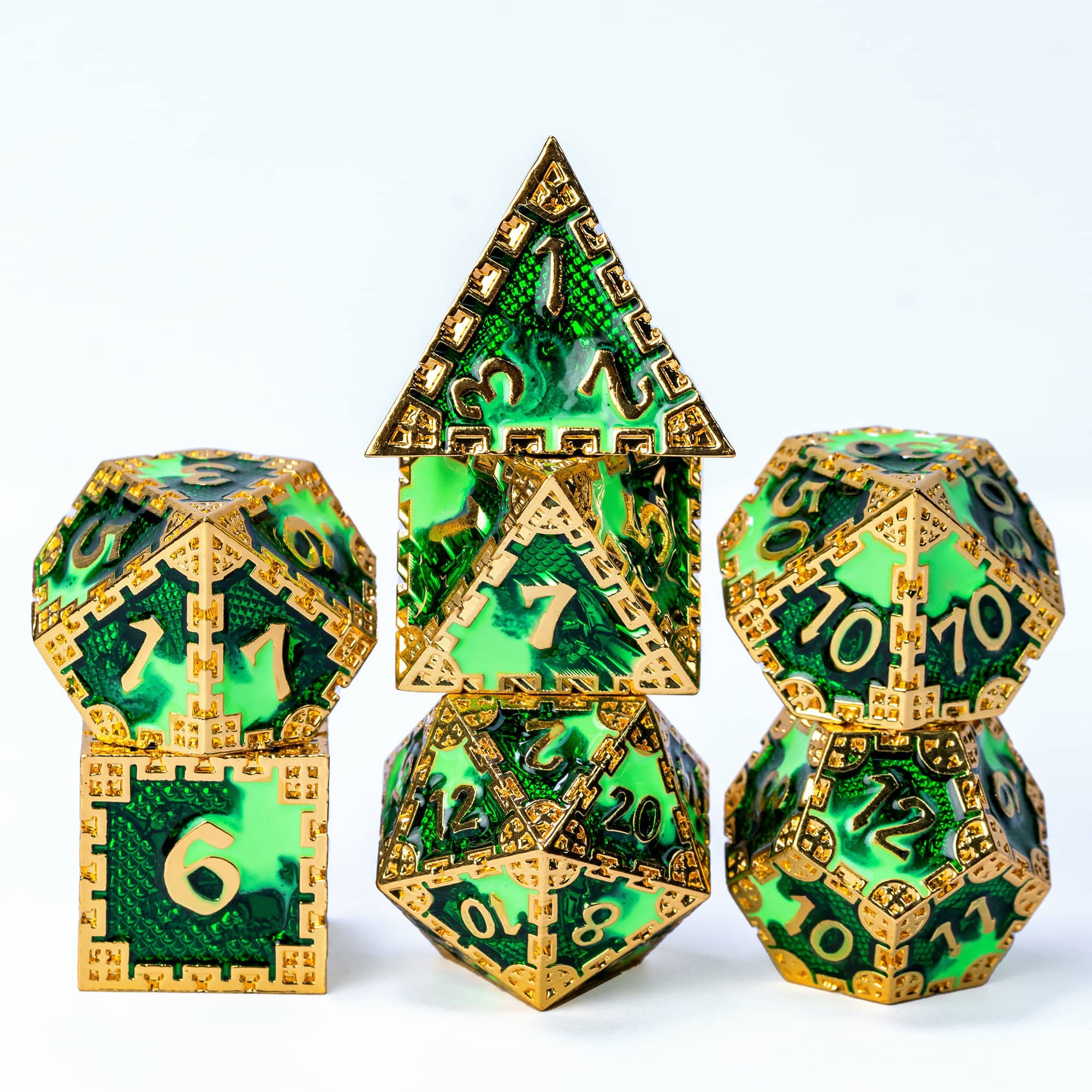 UDIXI 7PCS Metal D&D Dice Set - Polyhedral RPG Dice for Dungeons & Dragons, MTG, Tabletop Games (Mint Green) - Perfect for Role Playing, Collectors & Gift Giving