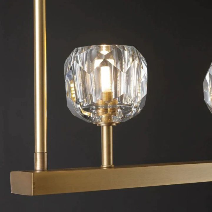 Crystal Ball Glass Linear Chandelier - 60 Inch Modern LED Pendant Light for Dining Room, Kitchen Island & Living Room Decor
