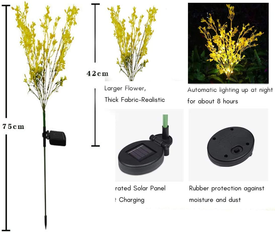 Solar Powered LED Canola Flower Lights - 2 Pack Waterproof Outdoor Garden Decorative Lamps for Courtyard, Lawn & Pathway Lighting | Weather-Resistant Solar Landscape Lighting for Patio, Yard & Garden Decor