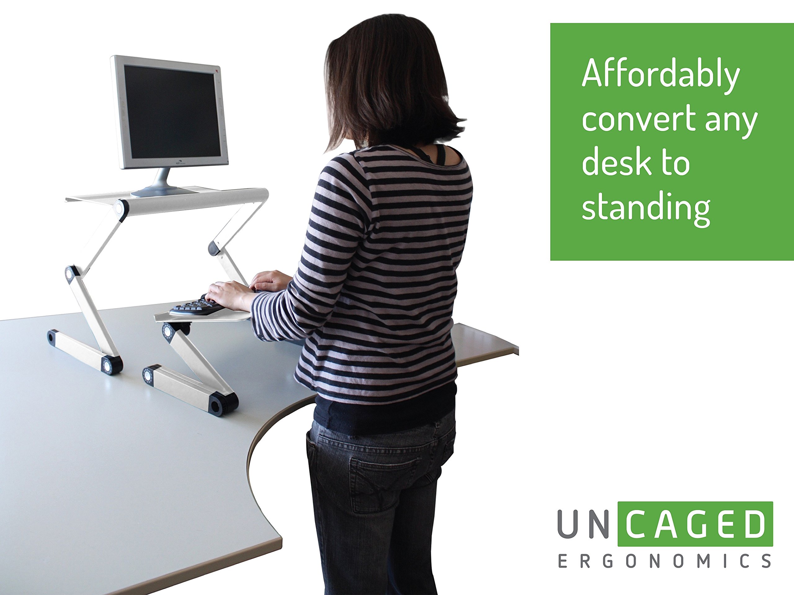 Adjustable Standing Desk Converter for Laptop & Computer - WorkEZ Sit to Stand Desk Riser with Keyboard Tray & Negative Tilt, Black | Perfect for Home Office, Gaming Setup & Workspace Ergonomics