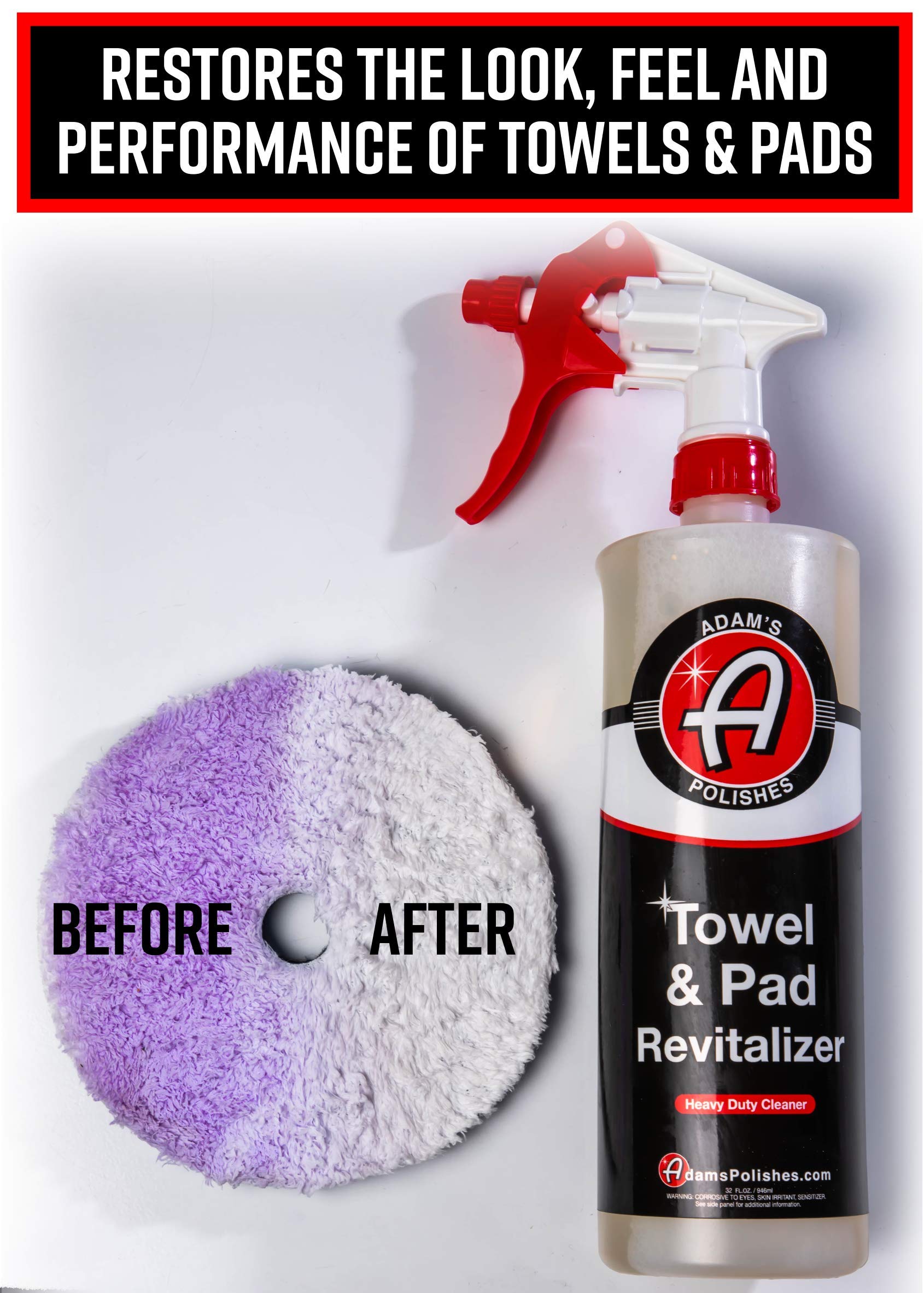 Adam's Polishes Microfiber Towel & Polishing Pad Cleaner HD 32oz - Removes Grime, Restores Softness & Prevents Scratches - Safe for Detailing Cloths & Pads - Ideal for Car Detailing, Wax Removal & Surface Polishing