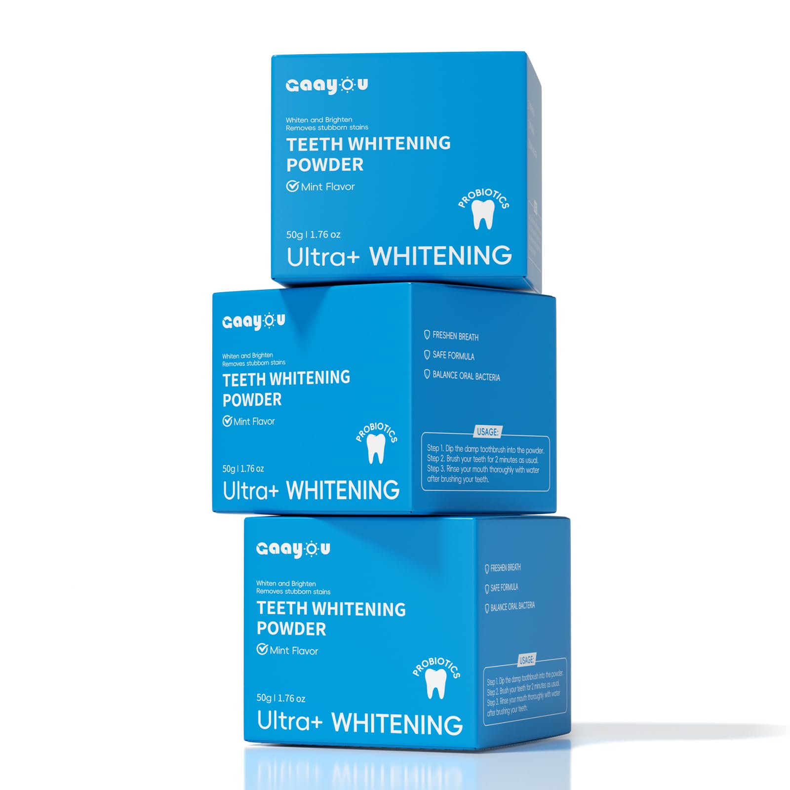 Natural Teeth Whitening Powder with Mint Flavor - Remineralizing Tooth Powder for Instant Stain Removal & Whitening (50g/1.76oz) - Freshens Breath, Whitens Teeth, Perfect for Coffee & Wine Lovers