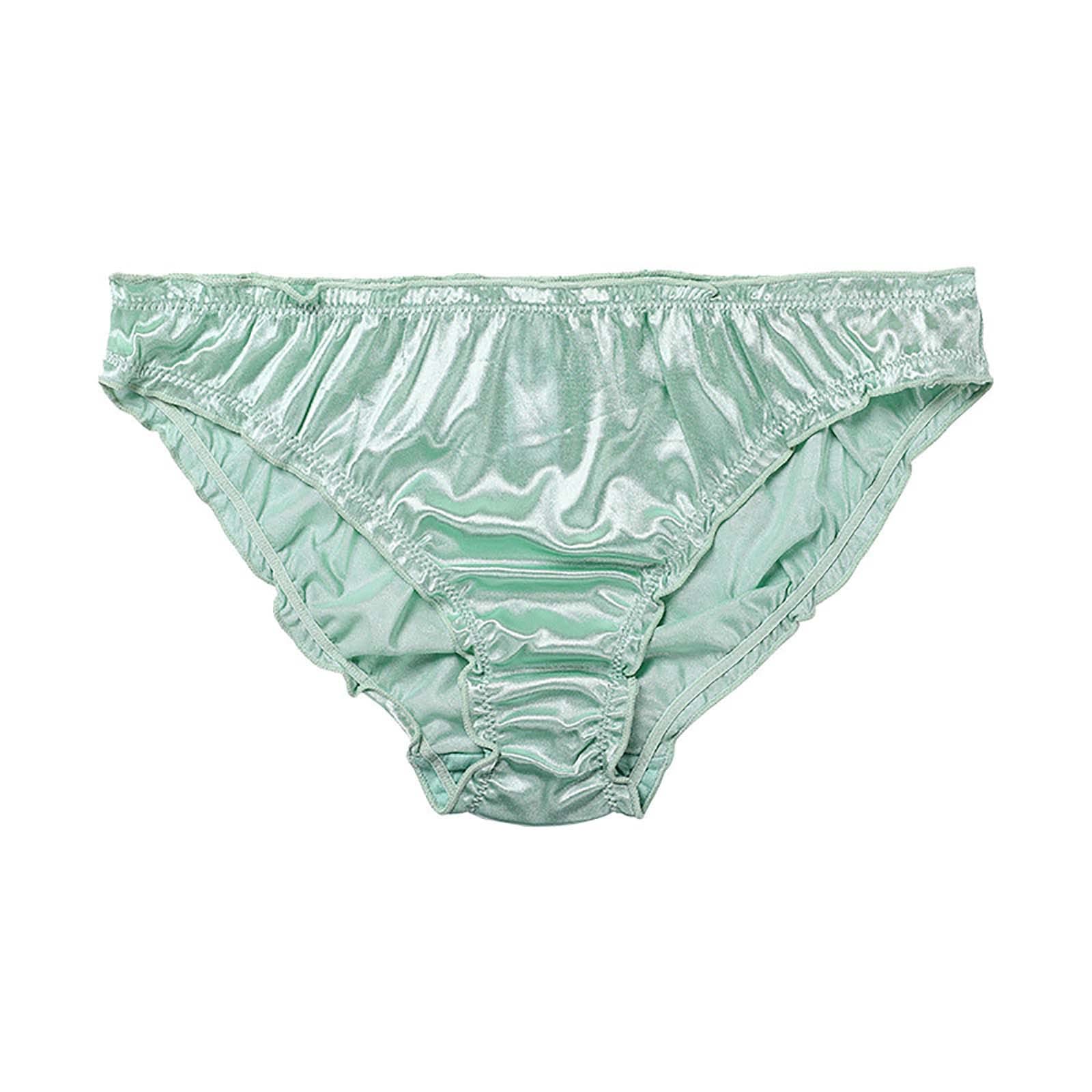 GBSELL Women's Sexy Satin Panties - Mid Waist Lace Trim Underwear with Wavy Cotton Crotch - Comfortable & Breathable Briefs for Everyday Wear, Date Night & Special Occasions