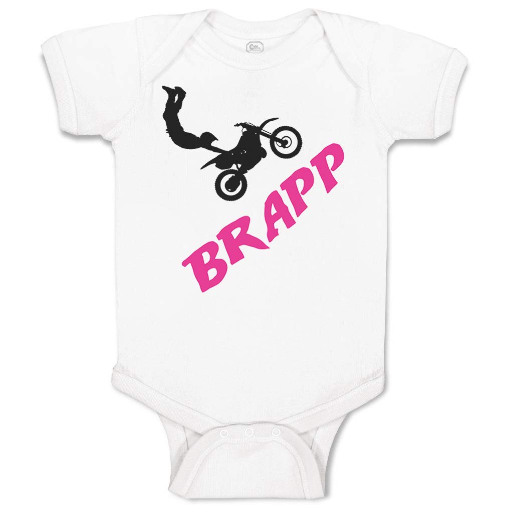 Cute Rascals Baby Bodysuit - Brapp Motocross Cotton Onesie for Boys & Girls (White) - Funny Newborn Outfit for Motorcycle Enthusiasts - Perfect for Playtime, Photo Shoots & Family Events
