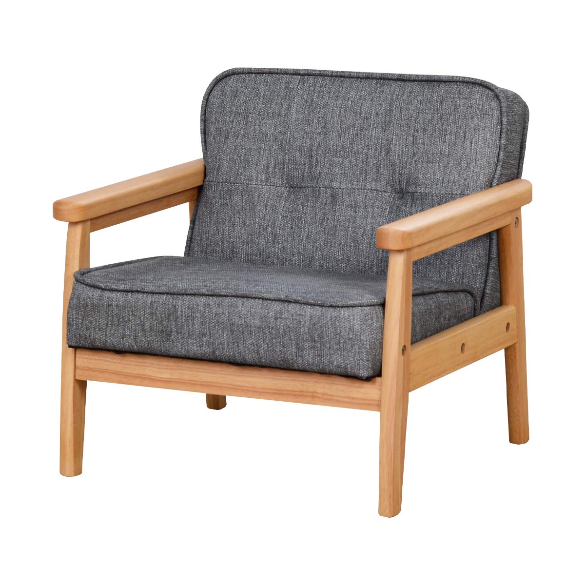 Kids Upholstered Armchair with Solid Wood Frame & Linen Fabric - Toddler Reading Chair, Playroom Seating, Nursery Decor Gift (Dark Grey, Light Grey)