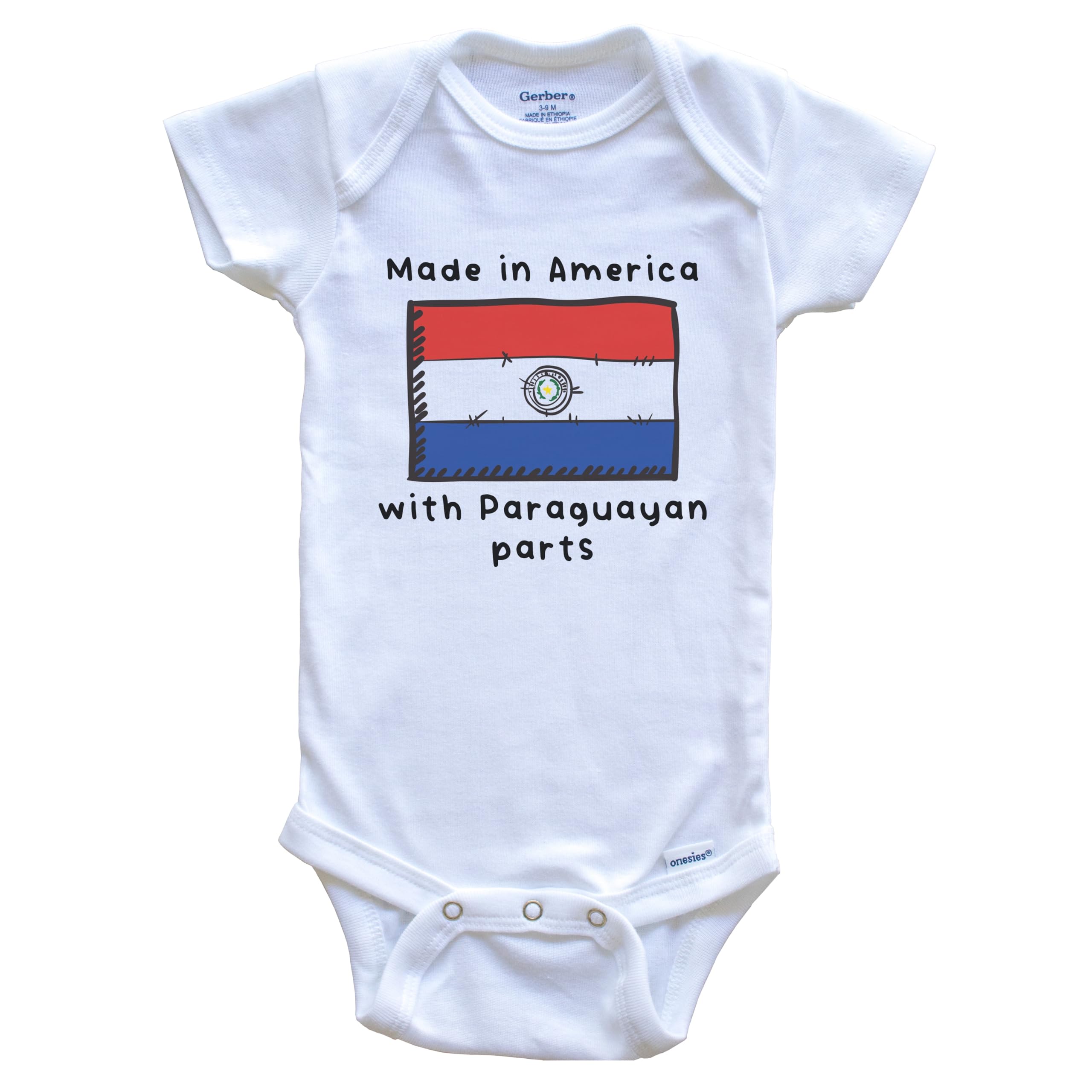 American-Made Paraguay Flag One-Piece Baby Bodysuit - Soft Cotton Infant Romper for Patriotic Celebrations & Photo Shoots