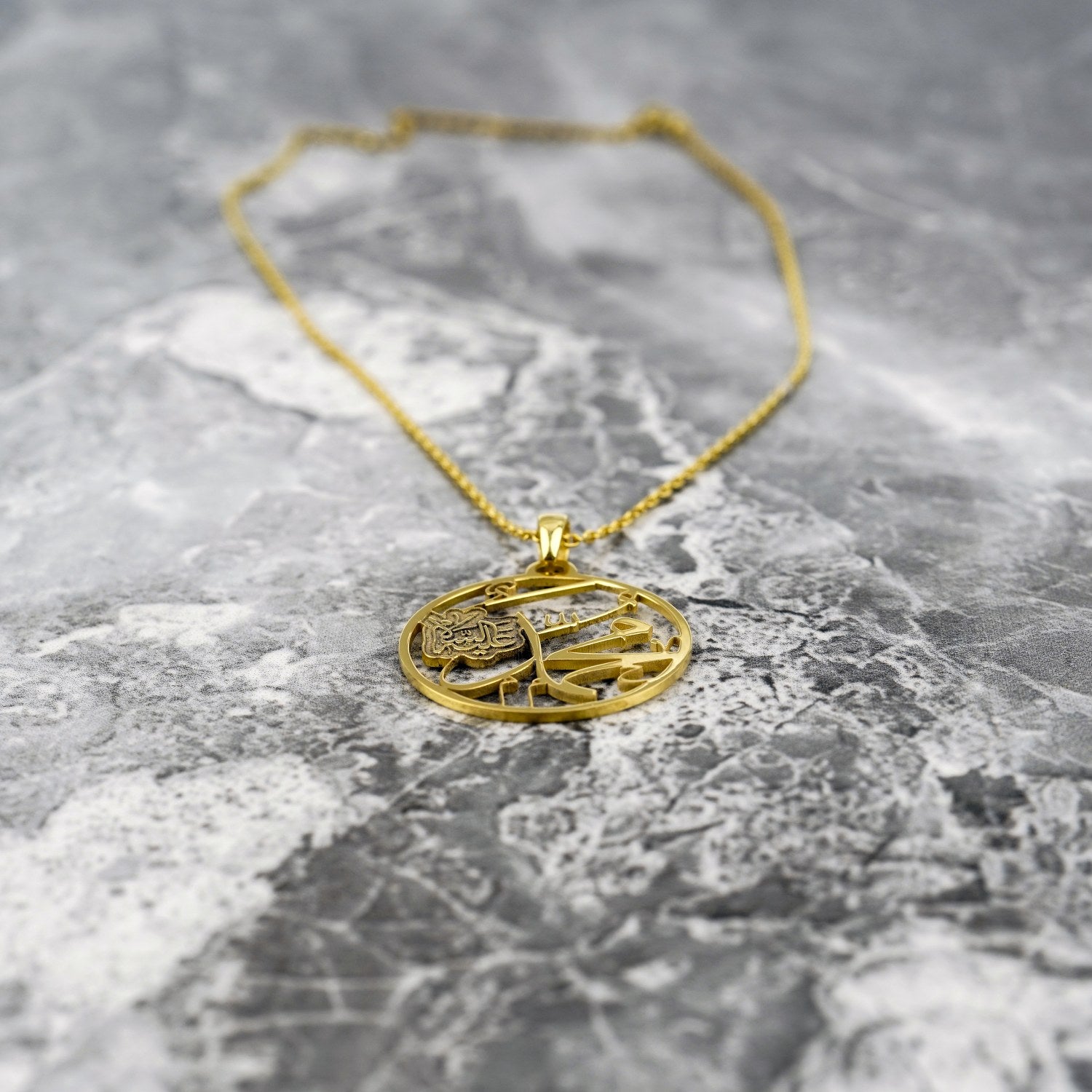 18K Gold Plated Silver Muhammad Pendant - Islamic Muslim Jewelry for Men & Women - Perfect for Eid, Ramadan Gifts & Daily Wear