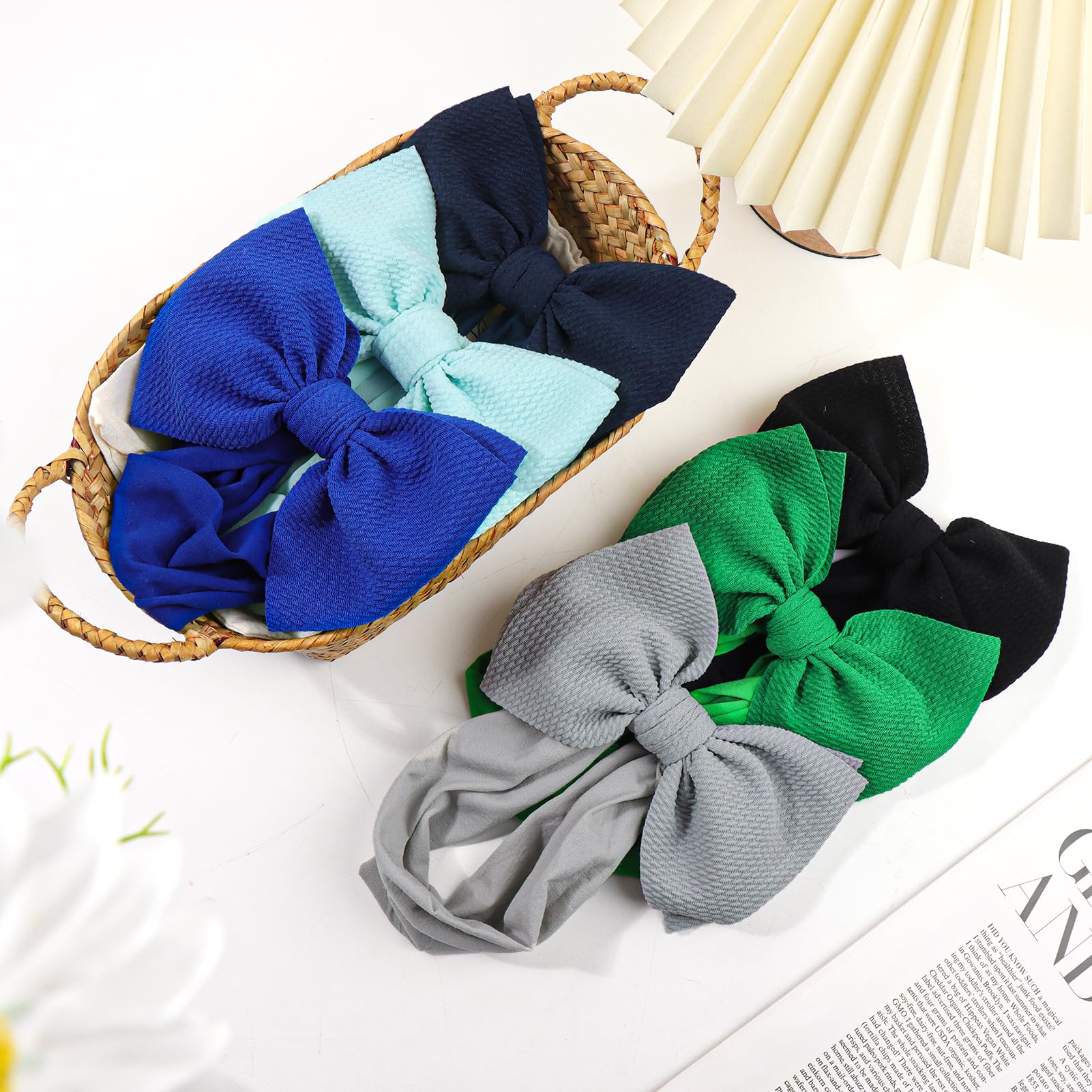 YanJie Baby Hair Bows for Girls - Soft Headbands for Infants, Newborns & Toddlers in Pink, Red & Blue | Perfect for Photography, Birthday Parties & Daily Outfits
