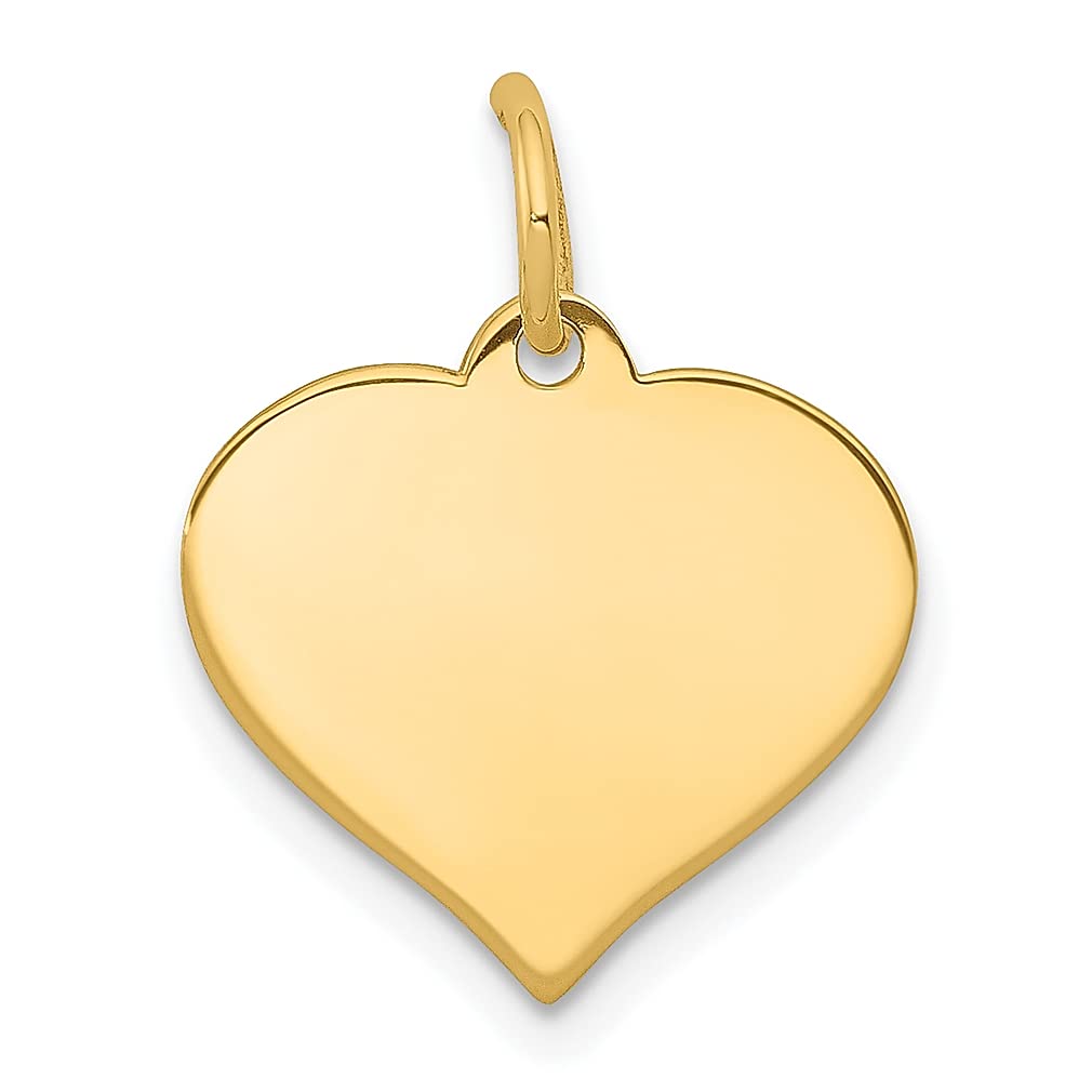 14K Yellow Gold Heart Disc Charm Necklace - Engravable Curved Love Pendant for Women - Perfect Gift for Her, Anniversary, Valentine's Day & Special Occasions