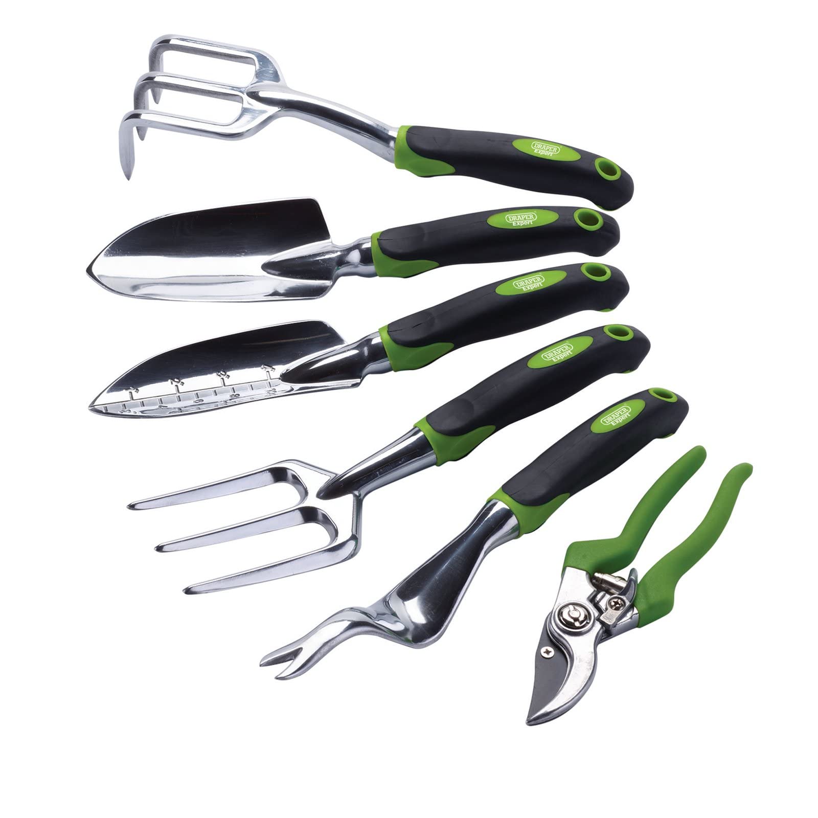 Draper 08996 6-Piece Garden Tool Set - Black & Green - Perfect for Gardening, Landscaping & Outdoor Planting