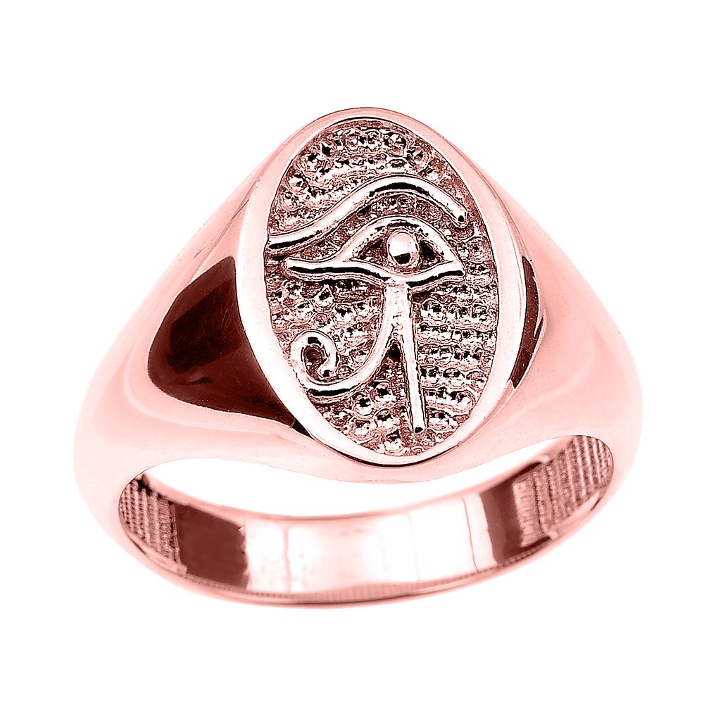 14K Solid Rose Gold Eye of Horus Ring - Egyptian Symbol of Protection & Power - Perfect for Spiritual Jewelry, Gifts & Everyday Wear