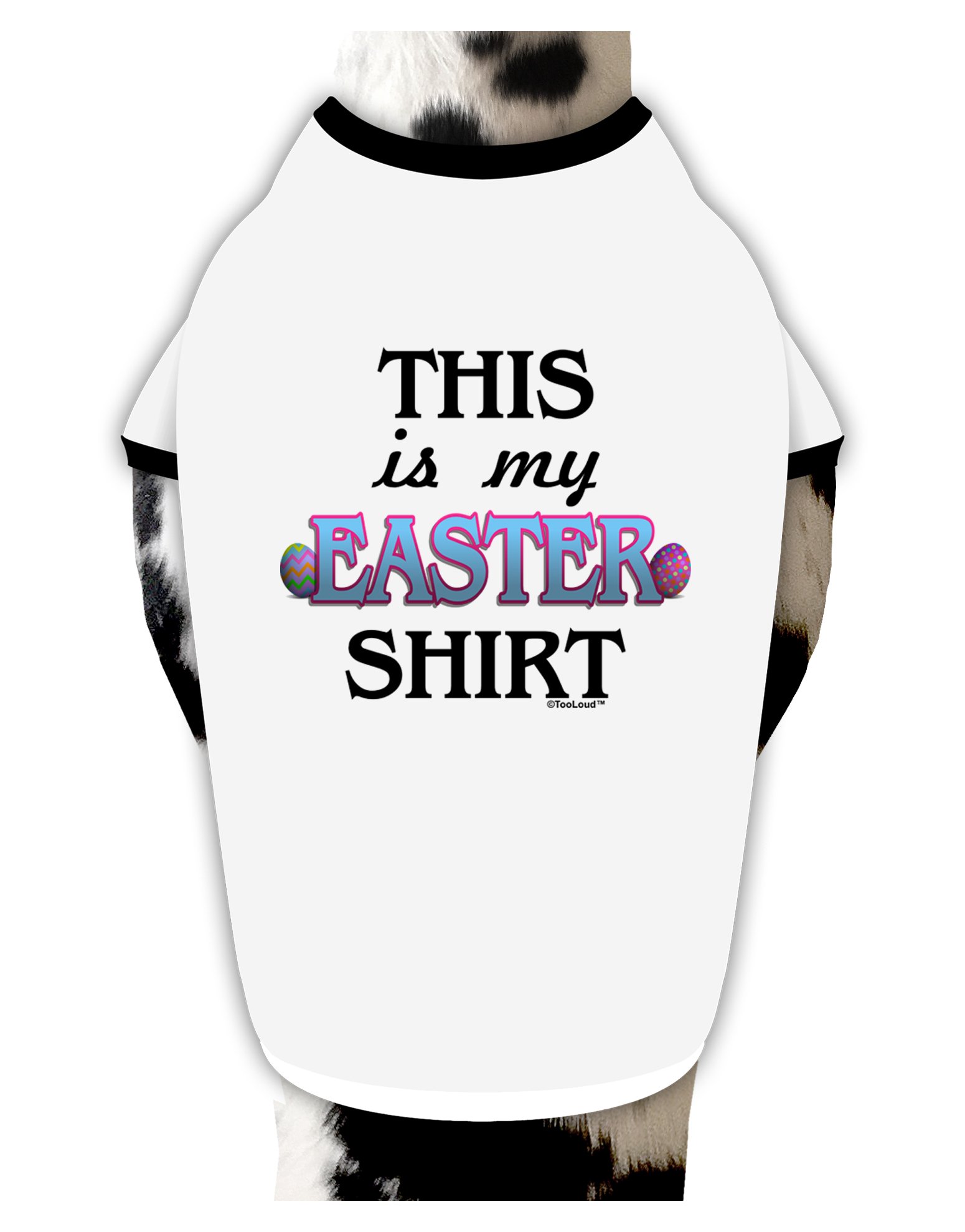 TOOLOUD Easter Dog Shirt - White with Black Print - Large Size - Cute Holiday Outfit for Pets - Perfect for Easter Photos & Family Gatherings