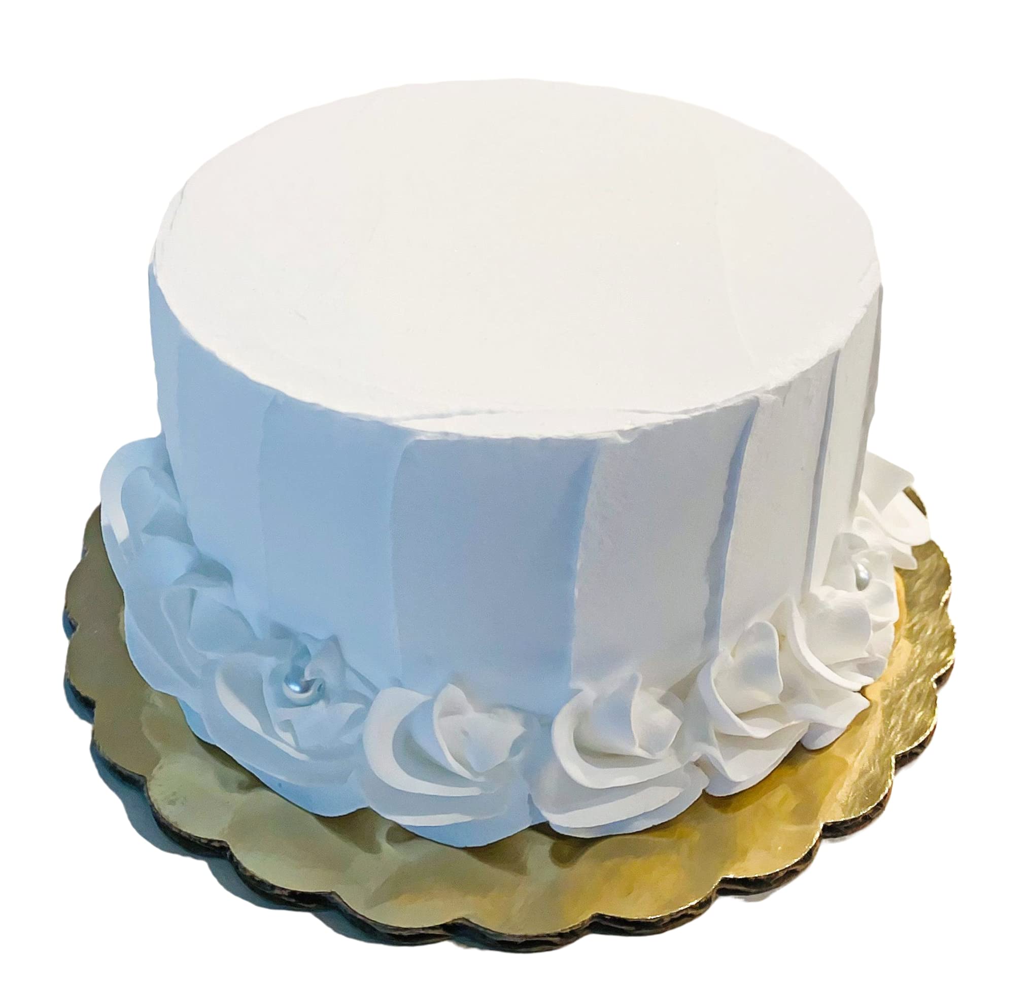 Artificial Cupcakes & Fake Cakes for Display - Realistic Faux Cake Decorations for Home Kitchen & Party Decor - White Simple Fake Dessert on Cake Plate - Perfect for Wedding Centerpieces, Bakery Displays & Home Decor