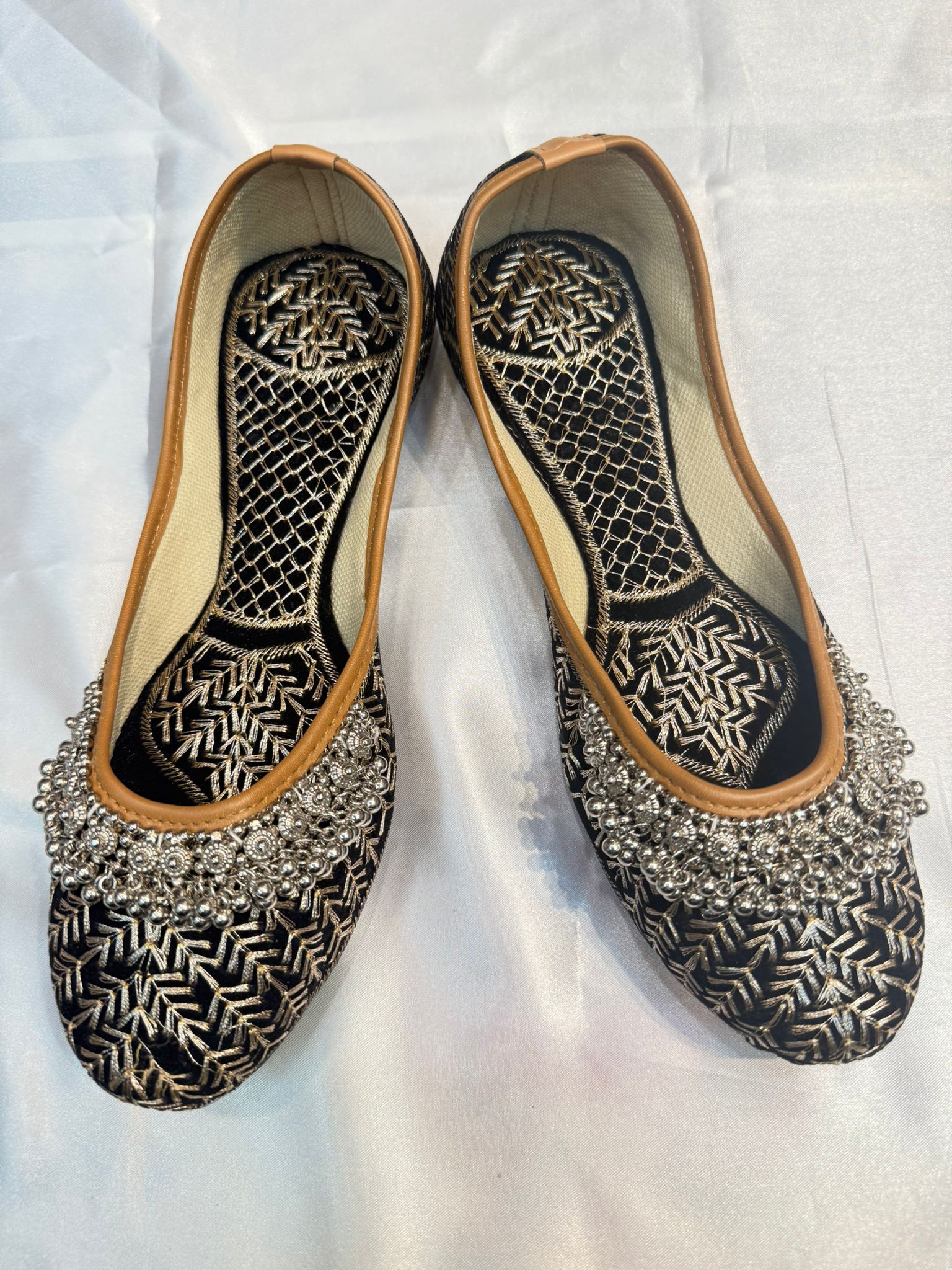 Trending Black and Gold Ghungroo Jutti for Women - Extra Soft & Stylish Indian Flats for Dance, Weddings, and Festive Occasions